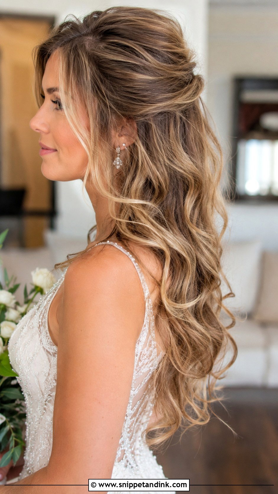 Pearl Pinned Updo - Snippet and Ink - 25 Medium Length Bridal Hair Ideas