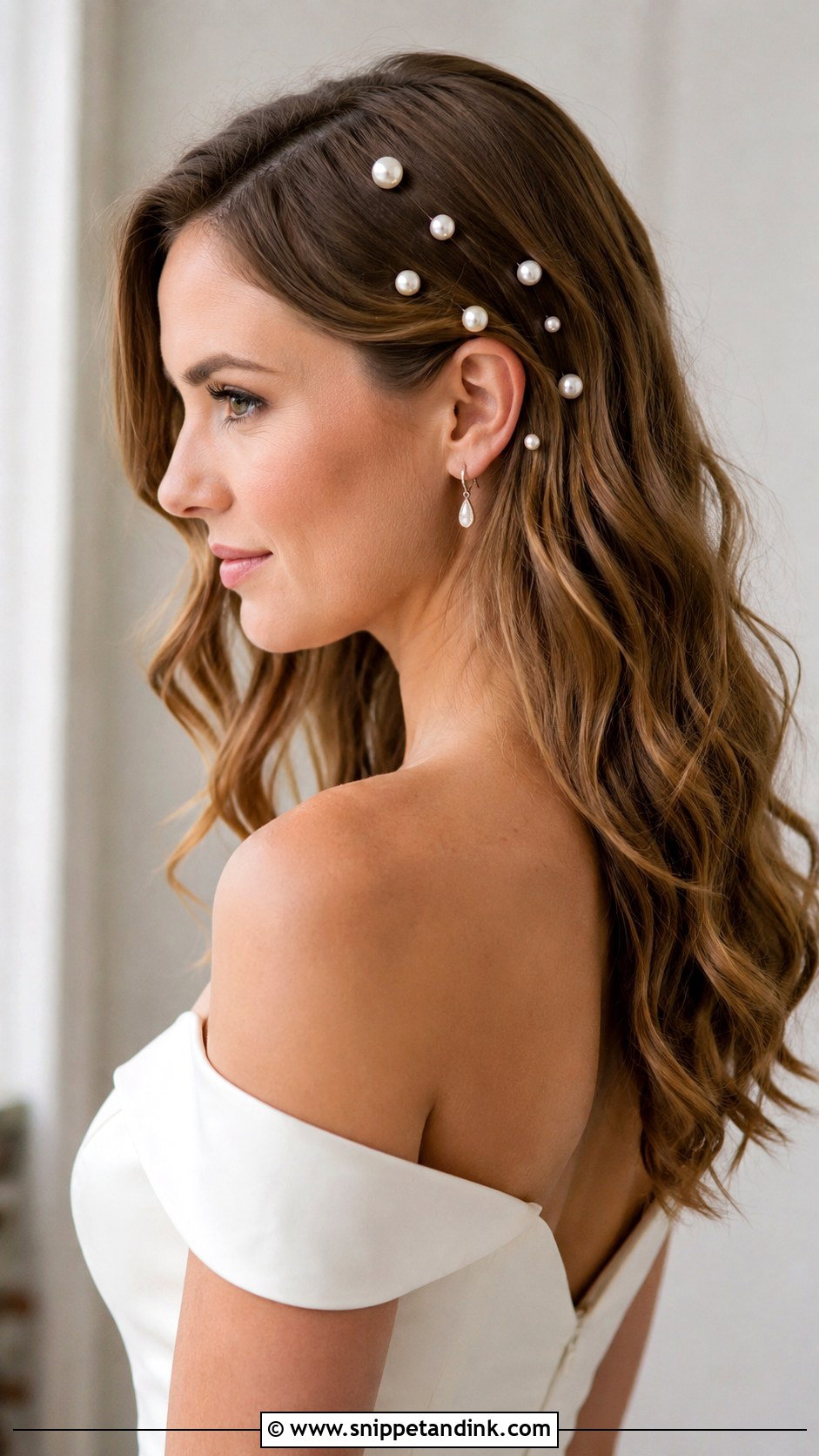 Pearl Pins with Hair Down for Wedding - Snippet and Ink - 20 Hair Down for Wedding Ideas