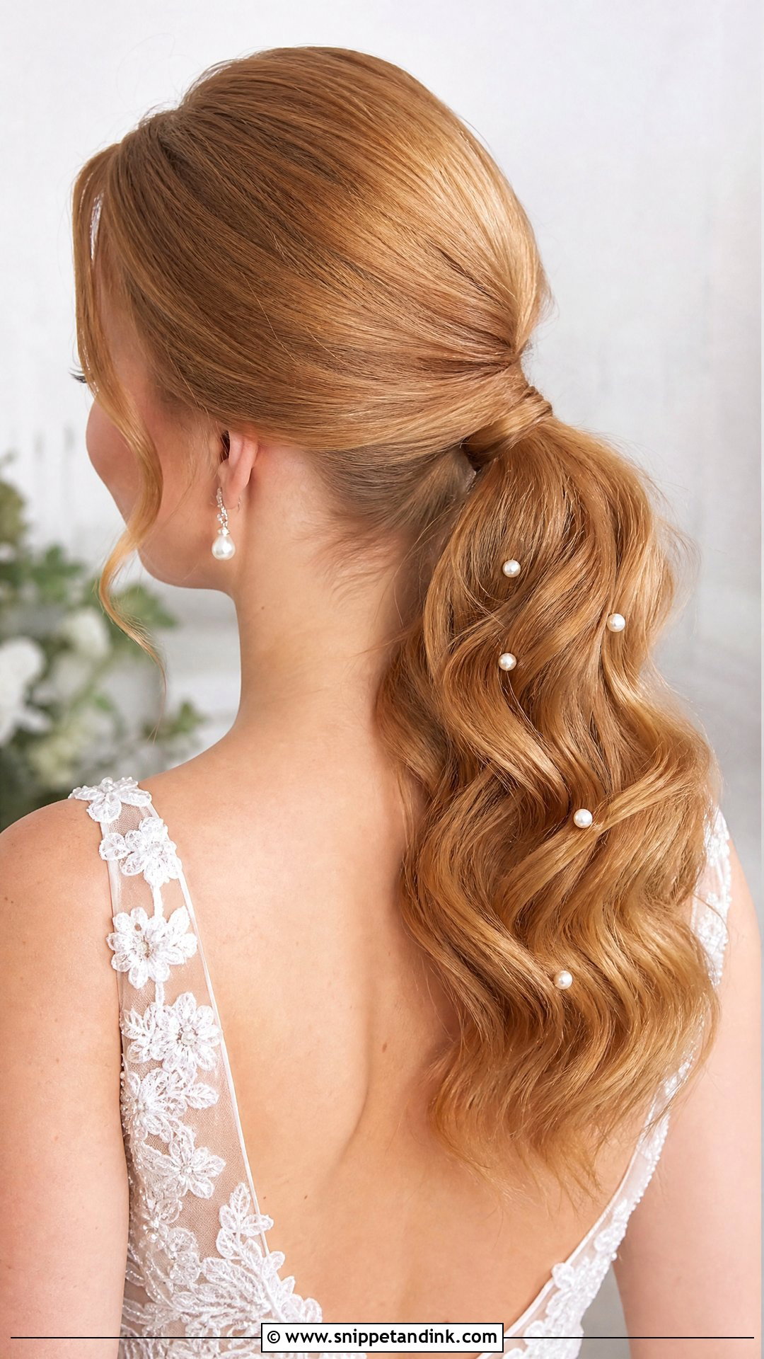 Pearl Ponytail Bride Hair - Snippet and Ink - 20 Ponytail Bride Hair Ideas