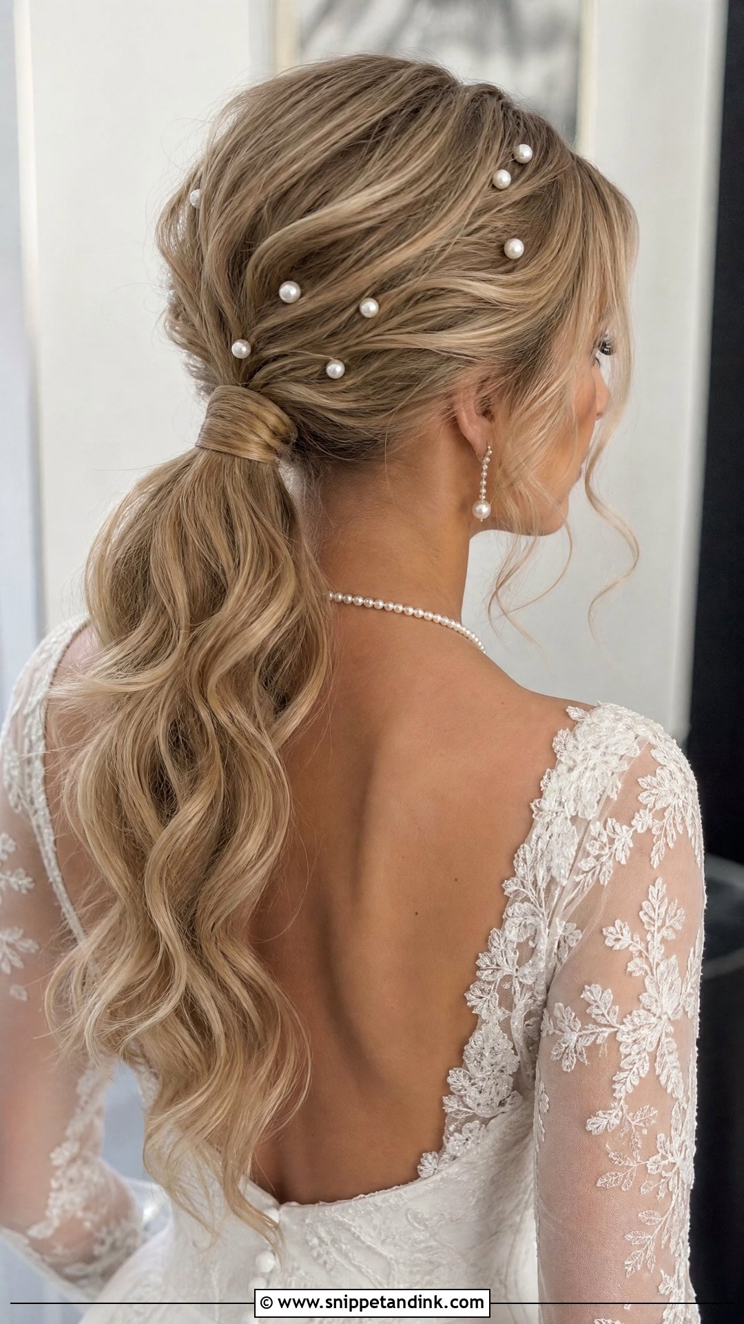 Pearl Ponytail Wedding Hairstyle - Snippet and Ink - 15 Classy Ponytail Wedding Hairstyles