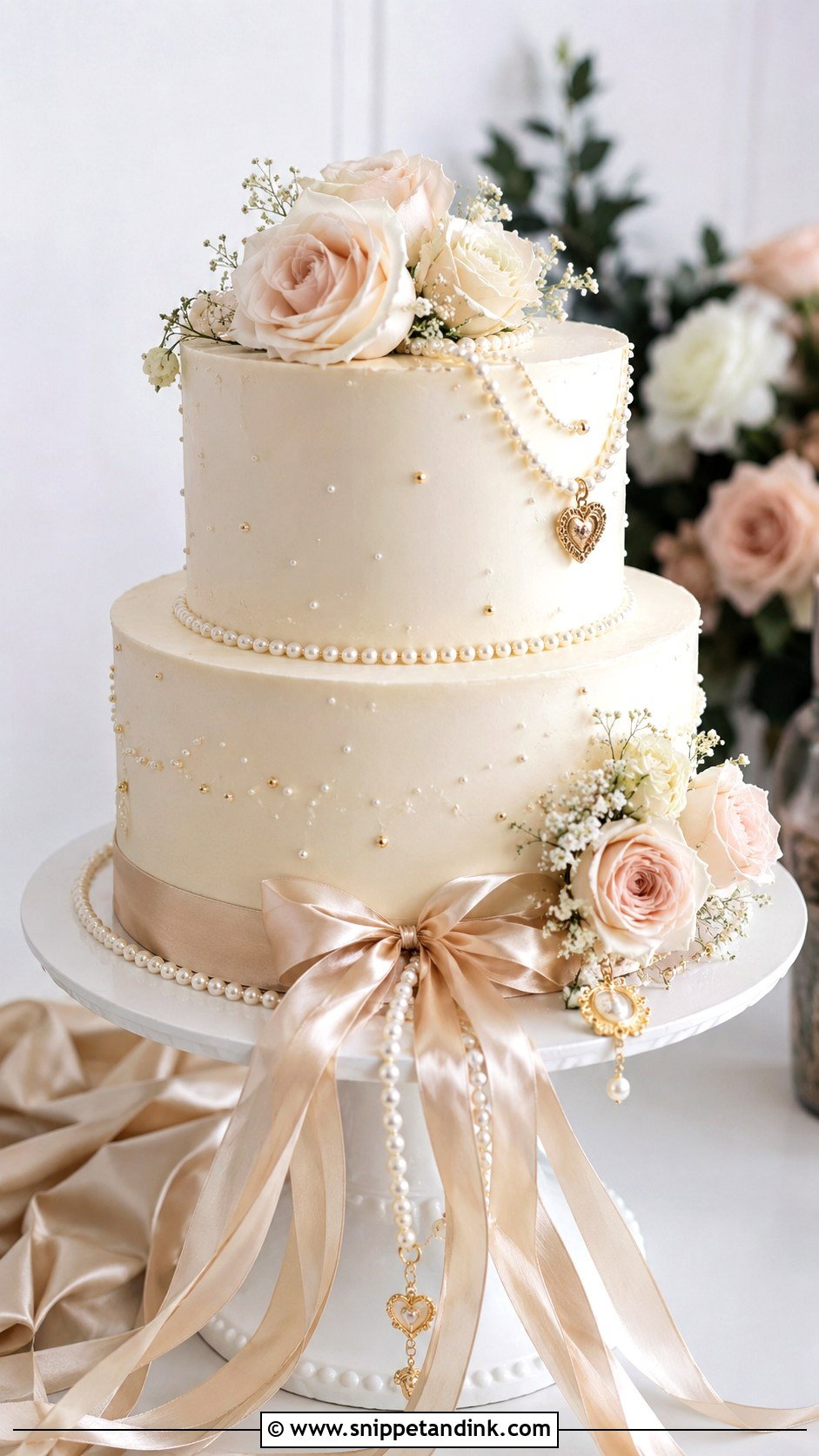 Pearl Ribbon Wedding Cake Pull - Snippet and Ink - 20 Wedding Cake Pulls