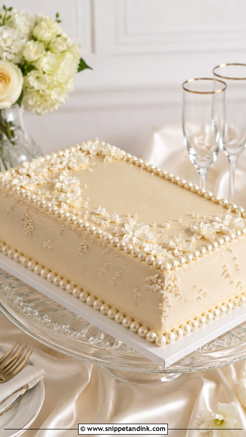 Pearl Sheet Cake For Wedding - Snippet and Ink - 20 Aesthetic Sheet Cake Ideas for Wedding