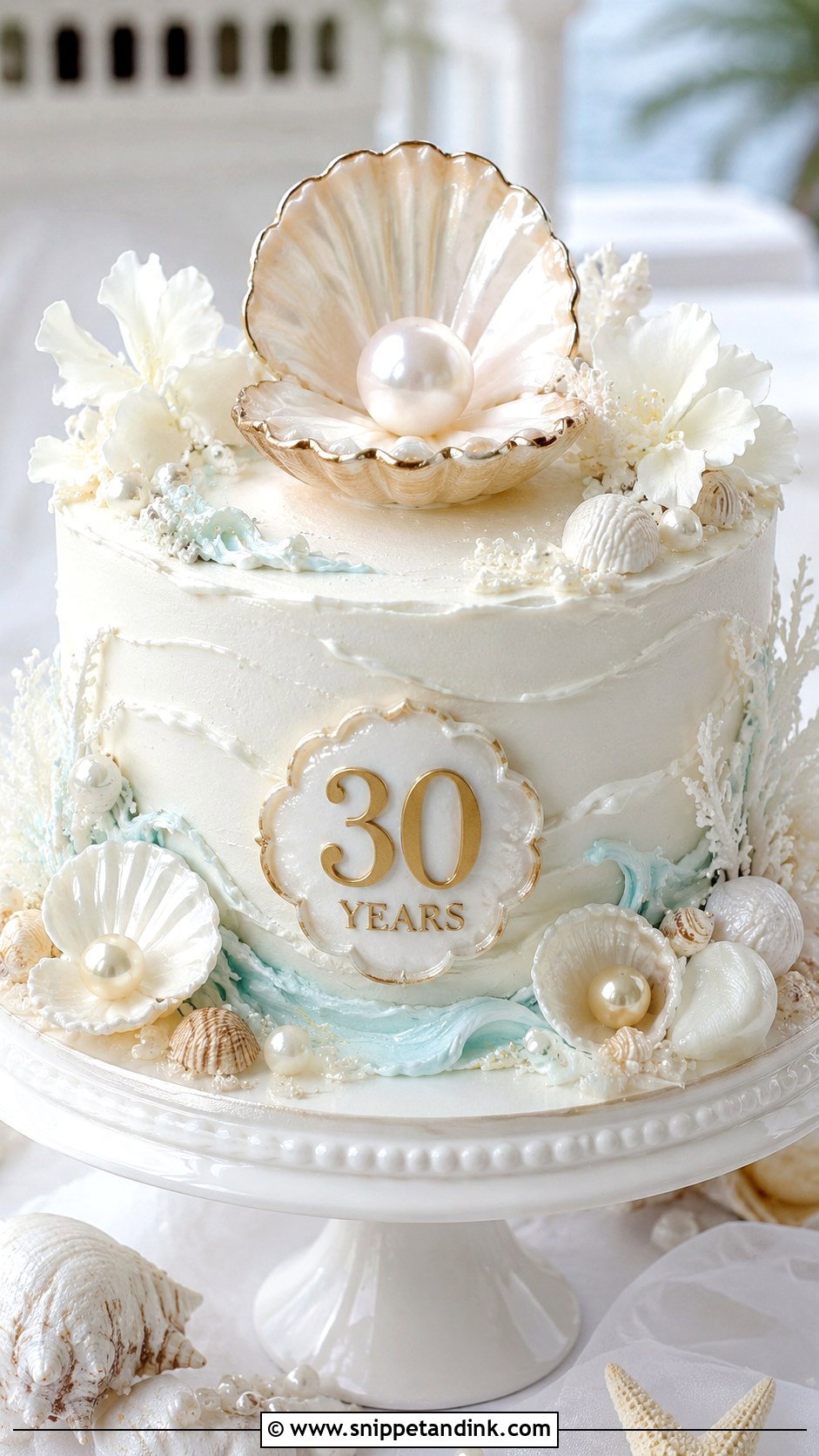 Pearl Shell Anniversary Cake - Snippet and Ink - 20 30th Wedding Anniversary Cake Ideas