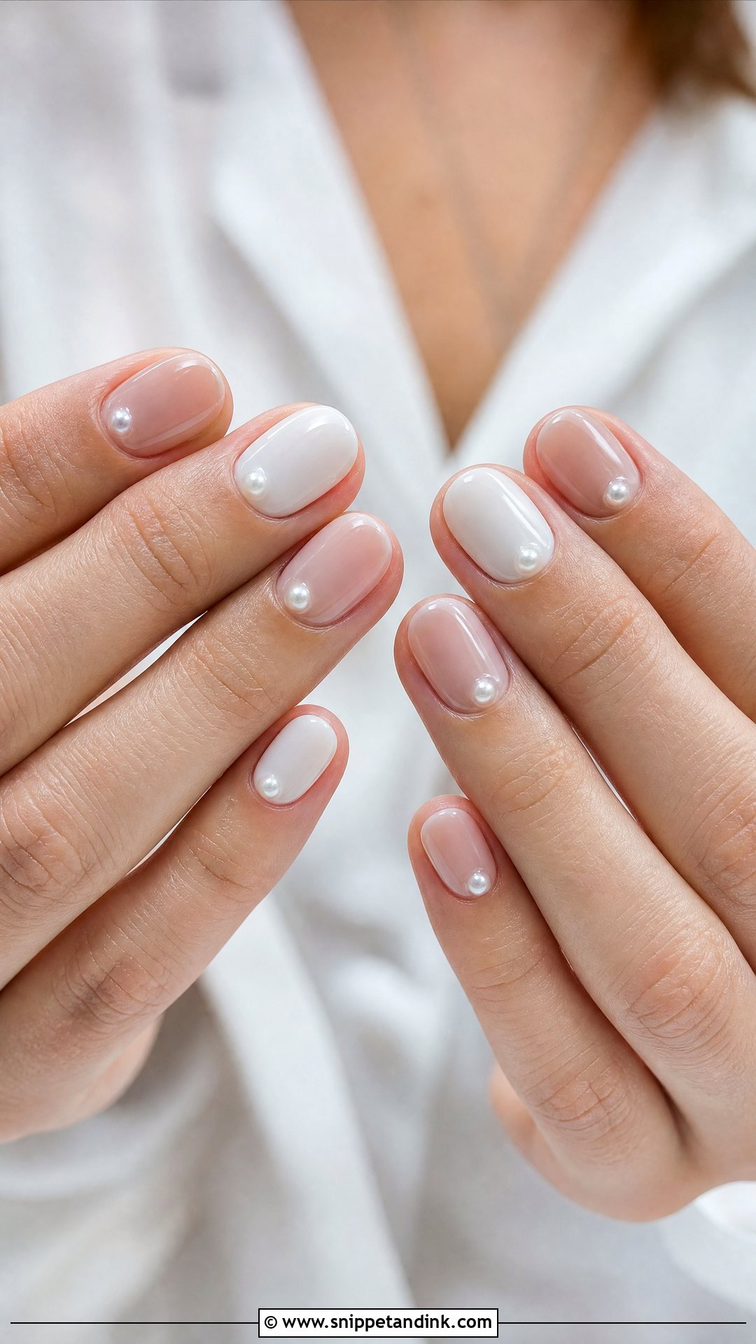 Pearl Short Bridal Nails - Snippet and Ink - 25 Short Bridal Nails