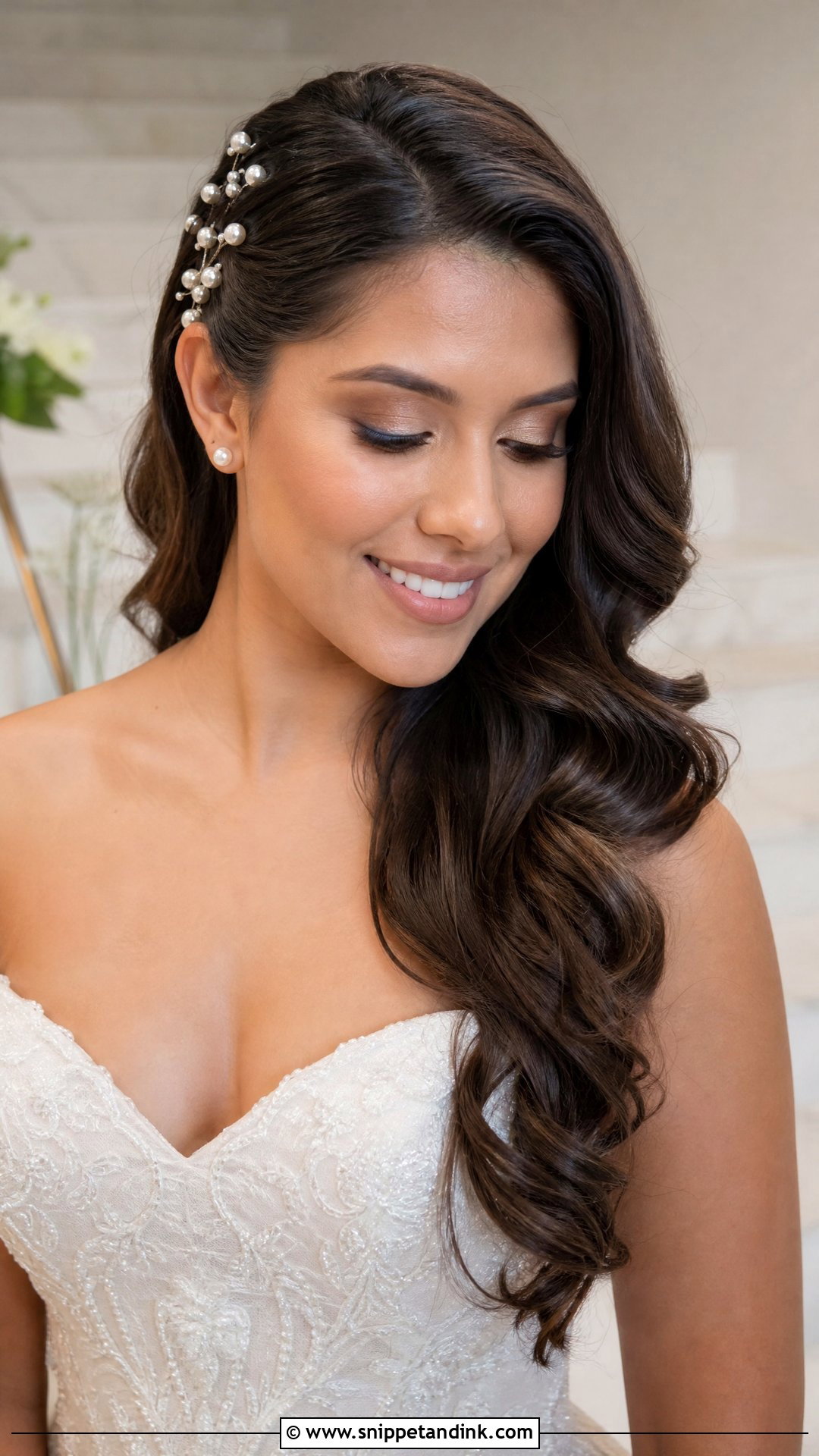 Pearl Side Swept Wedding Hairstyle - Snippet and Ink - 20 Wedding Hairstyles Pearls