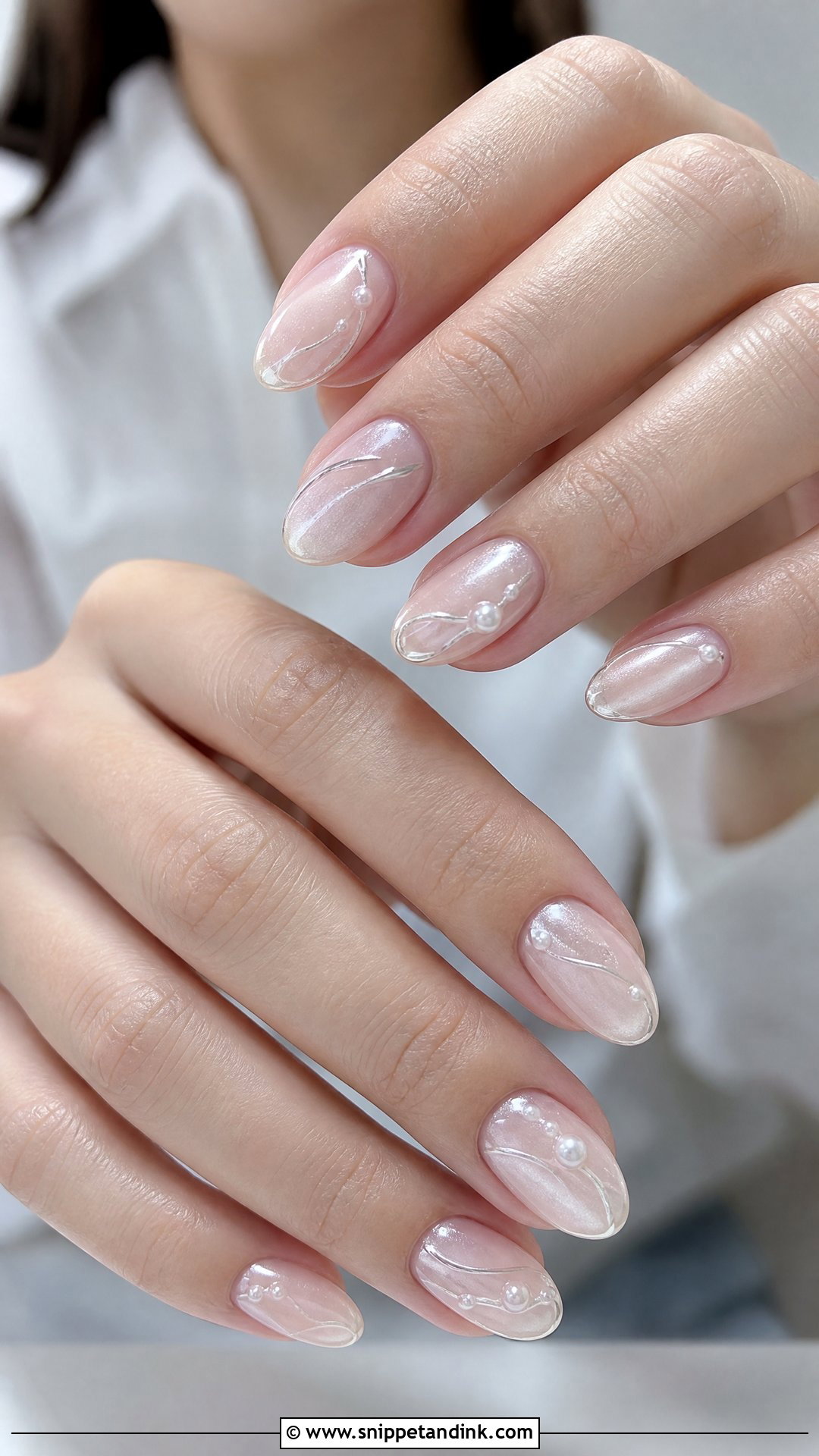 Pearl Silver Wedding Nails - Snippet and Ink - 25 Wedding Nails with Pearls