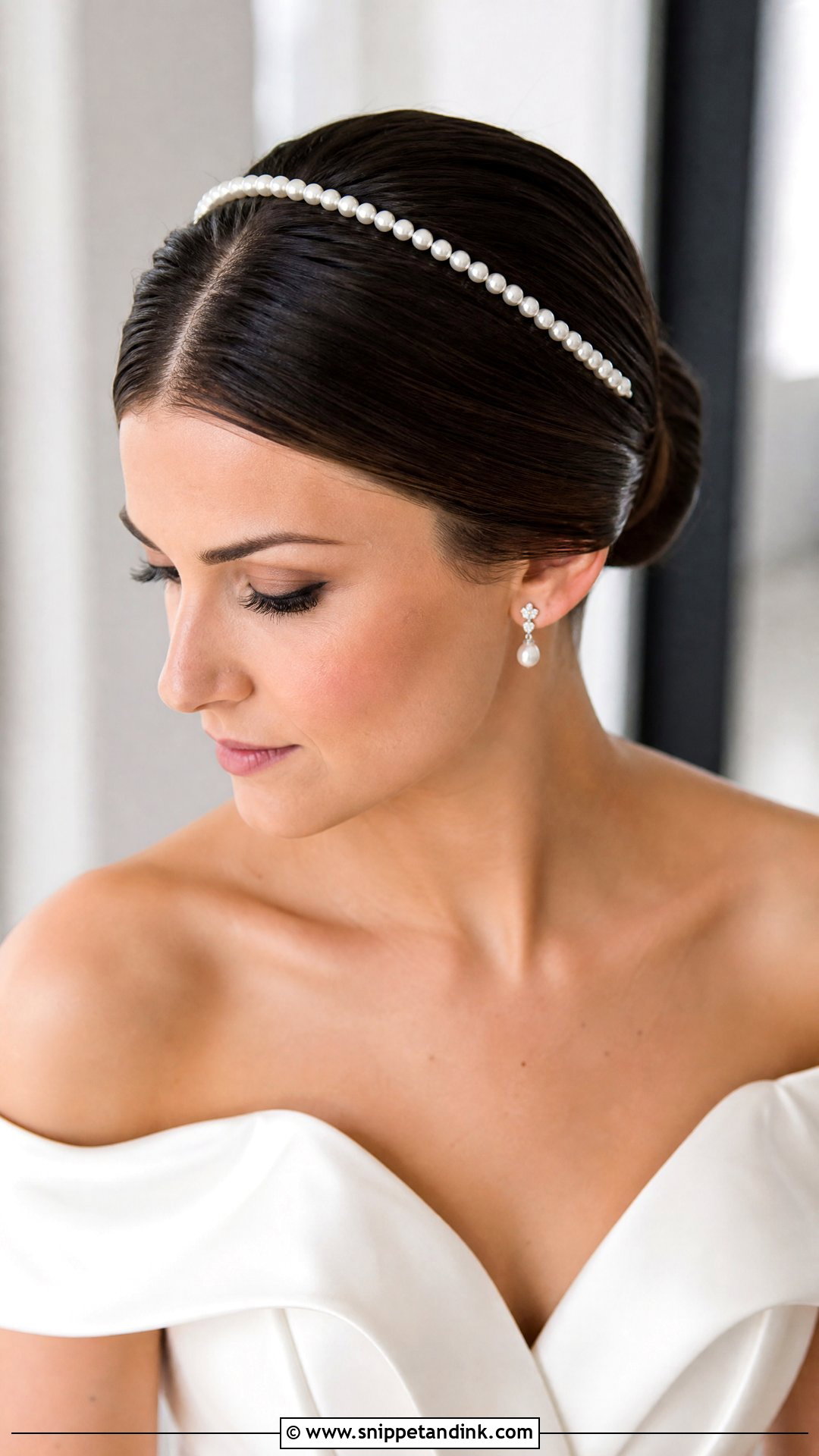 Pearl Sleek Bun Wedding Hairstyle - Snippet and Ink - 20 Wedding Hairstyles Pearls