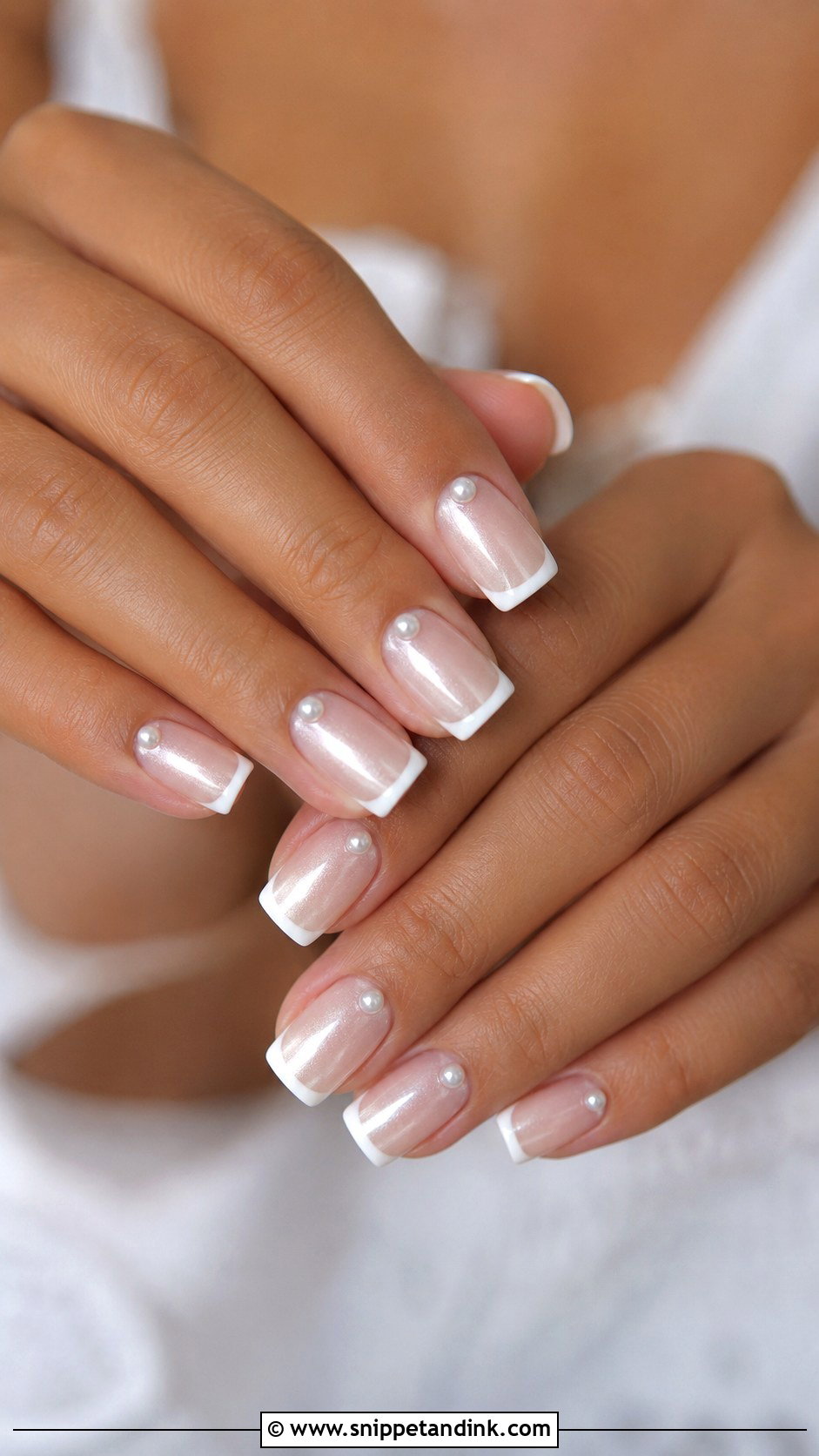 Pearl Square Bridal Nails - Snippet and Ink - 20 Pearl Bridal Nails