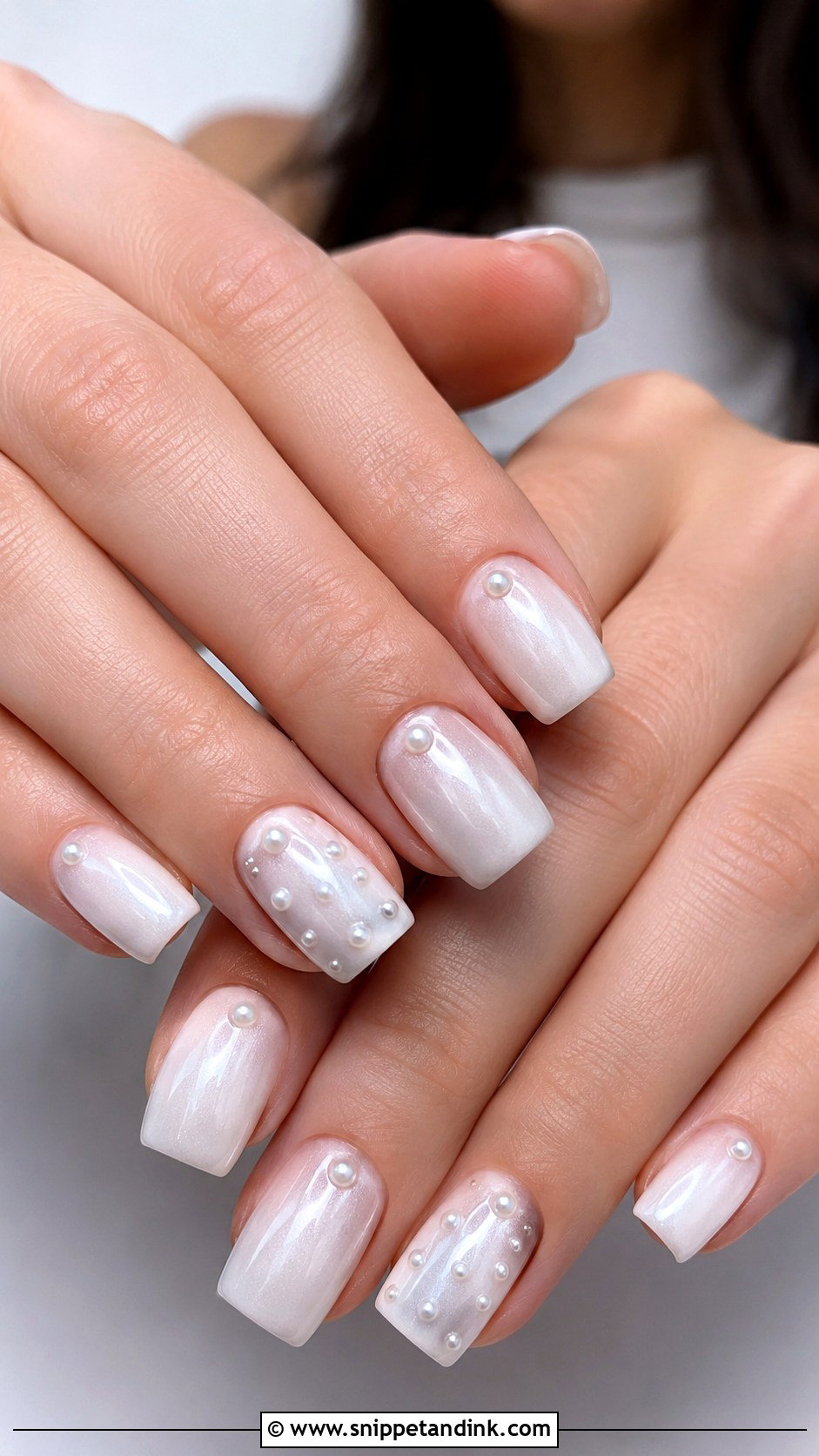 Pearl Square Wedding Nails - Snippet and Ink - 30 Wedding Nails Square