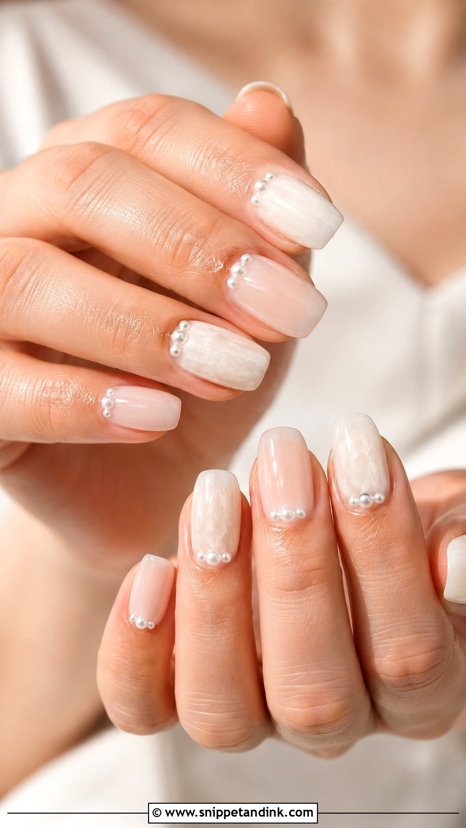 Pearl Squoval Wedding Nails - Snippet and Ink - 20 Squoval Wedding Nails