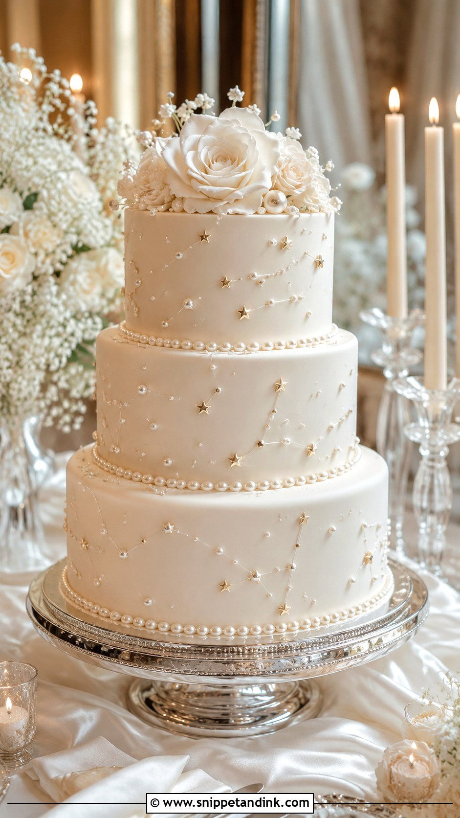 Pearl Star Wedding Cake - Snippet and Ink - 20 Star Wedding Cake Ideas