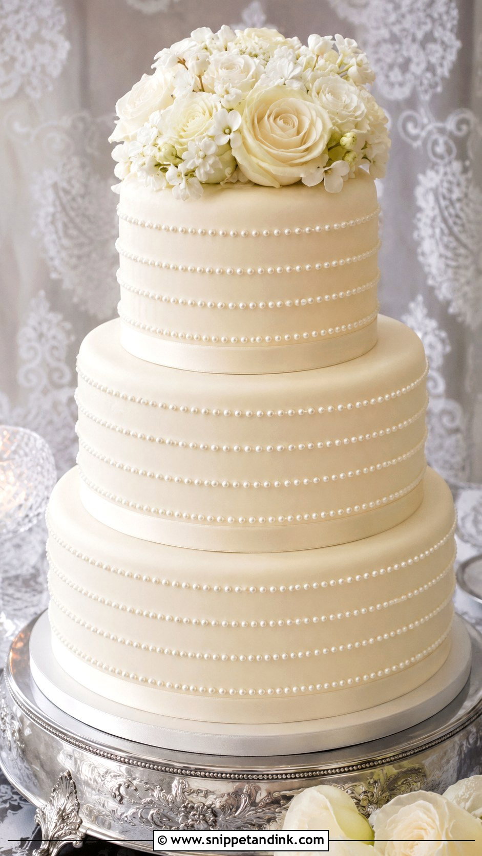 Pearl Striped Wedding Cake - Snippet and Ink - 20 Striped Wedding Cake Ideas