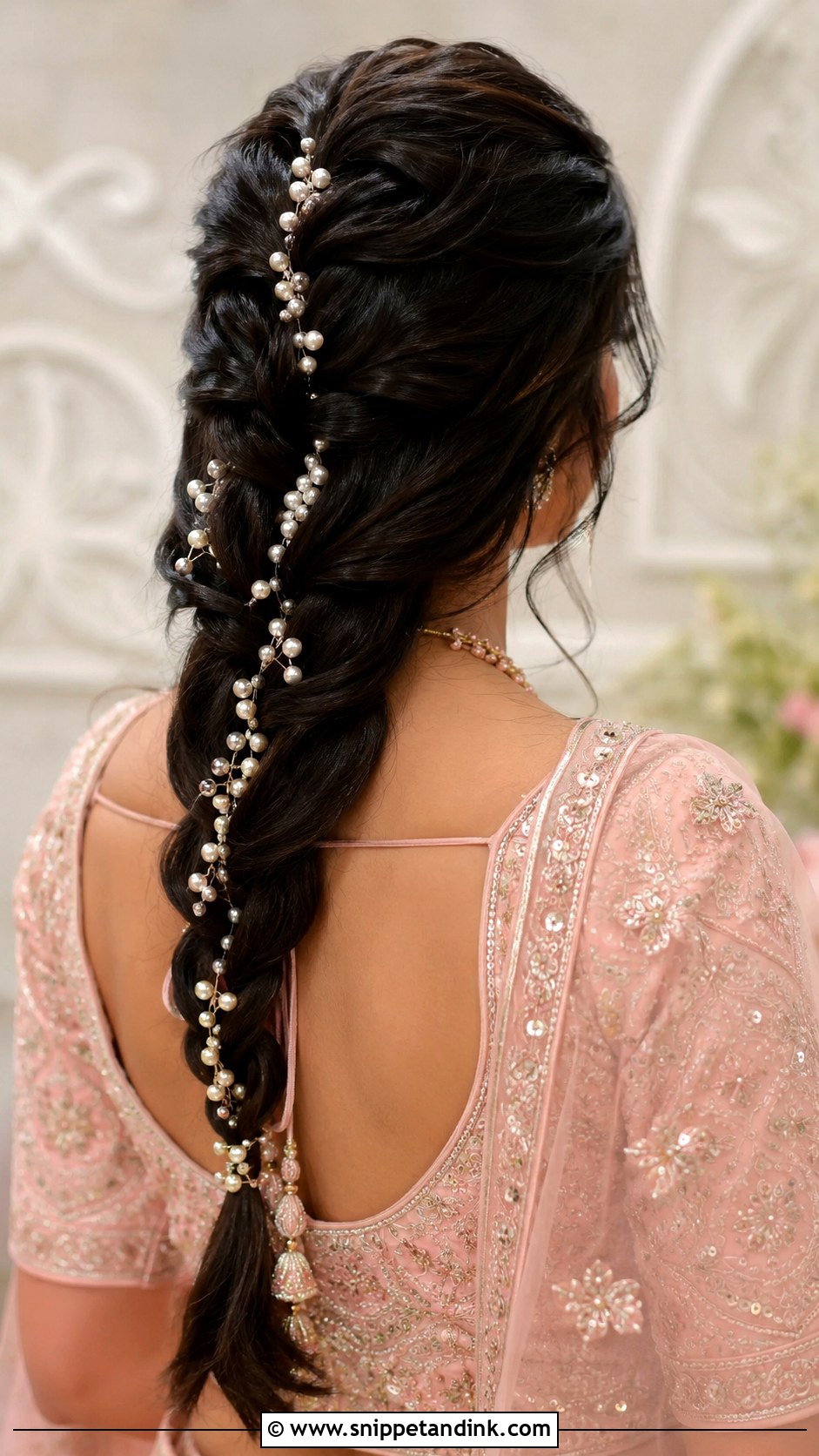Pearl Studded Braid - Snippet and Ink - 20 Indian Braided Wedding Hairstyles