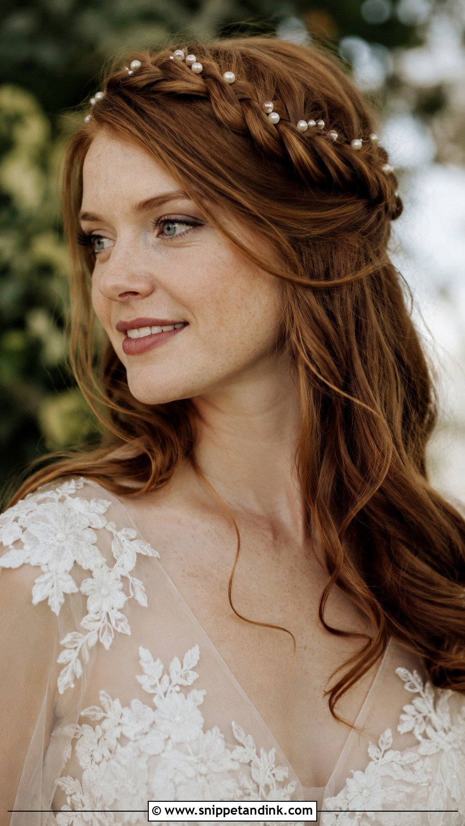 Pearl Studded Braided Crown - Snippet and Ink - 25 Bridal Hair with Pearls Ideas