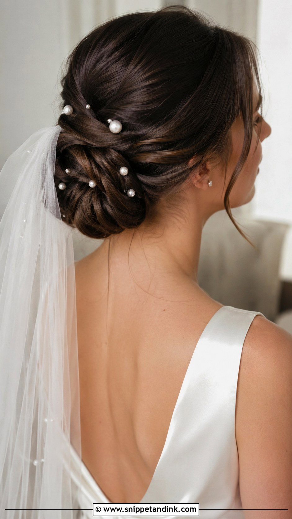 Pearl Studded Chignon - Snippet and Ink - 20 Pearl Wedding Hair Ideas