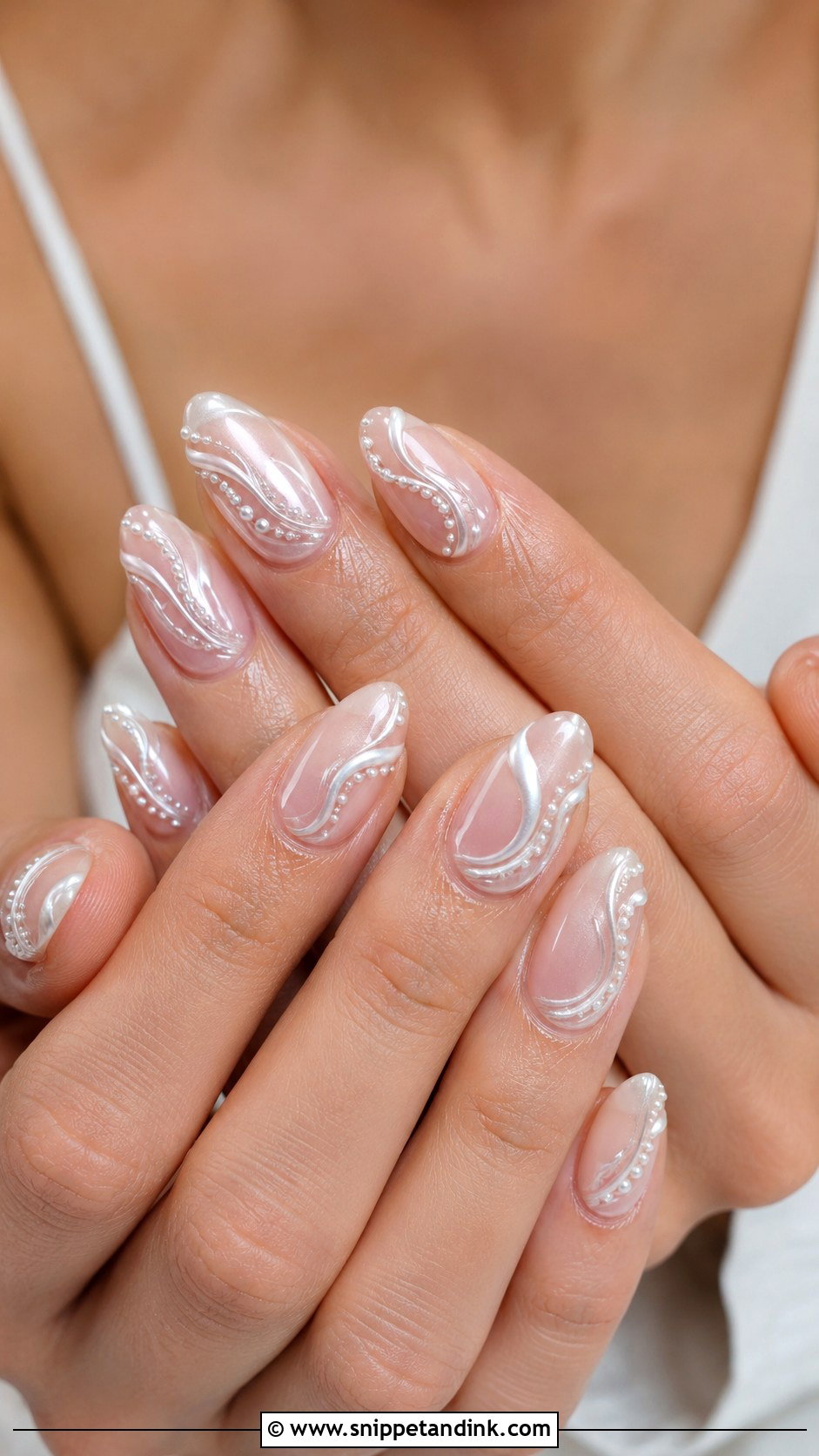 Pearl Swirl Bridal Nails - Snippet and Ink - 20 Pearl Bridal Nails