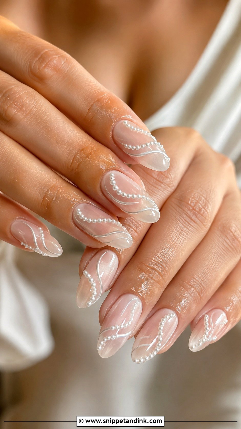 Pearl Swirl Wedding Nails - Snippet and Ink - 20 Pearl Wedding Nails for Bride