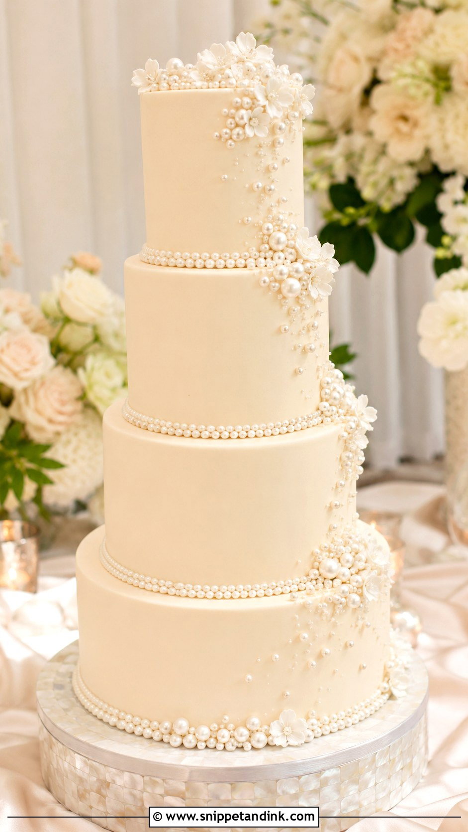 Pearl Tiered Wedding Cake - Snippet and Ink - 30 Tiered Wedding Cake Ideas