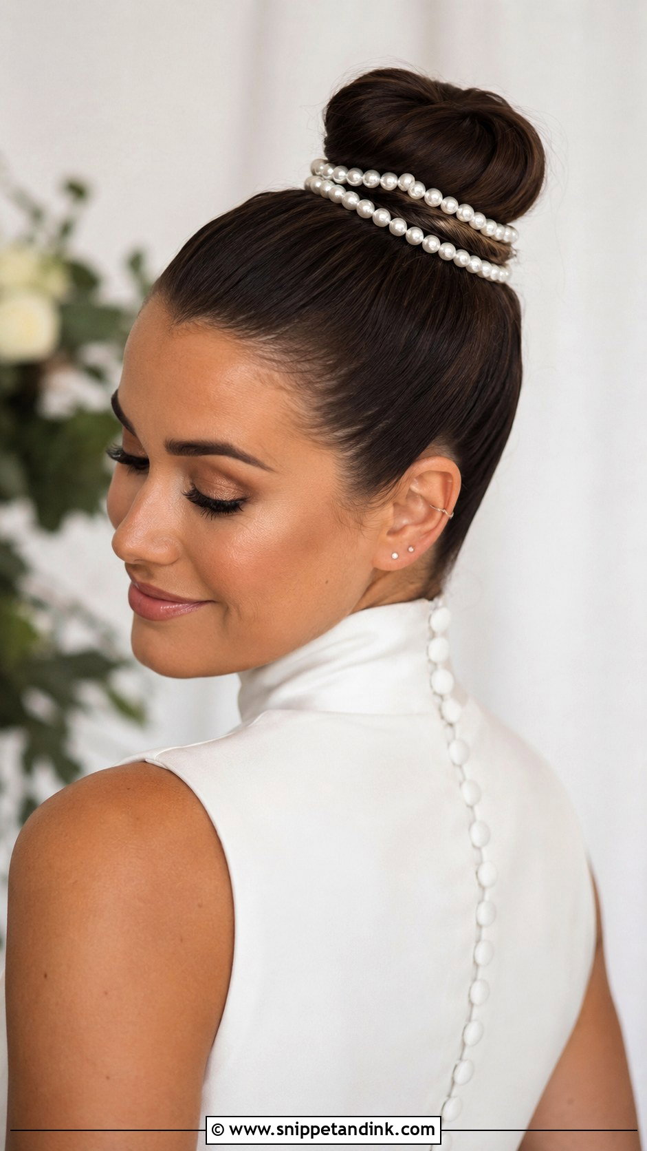 Pearl Top Knot Wedding Hairstyle - Snippet and Ink - 25 Bridal Hair with Pearls Ideas