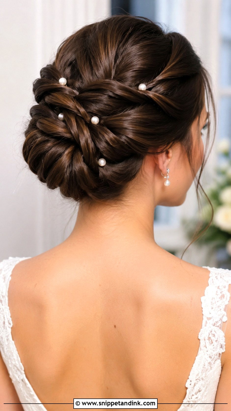 Pearl Twisted Updo for Brides - Snippet and Ink - 25 Bridal Hair with Pearls Ideas