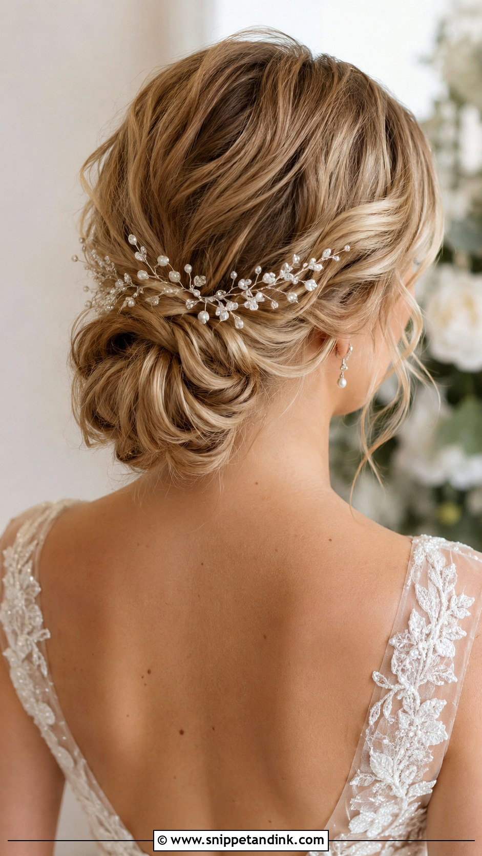 Pearl Vine Wedding Bun - Snippet and Ink - 15 Wedding Bun with Pearls Ideas