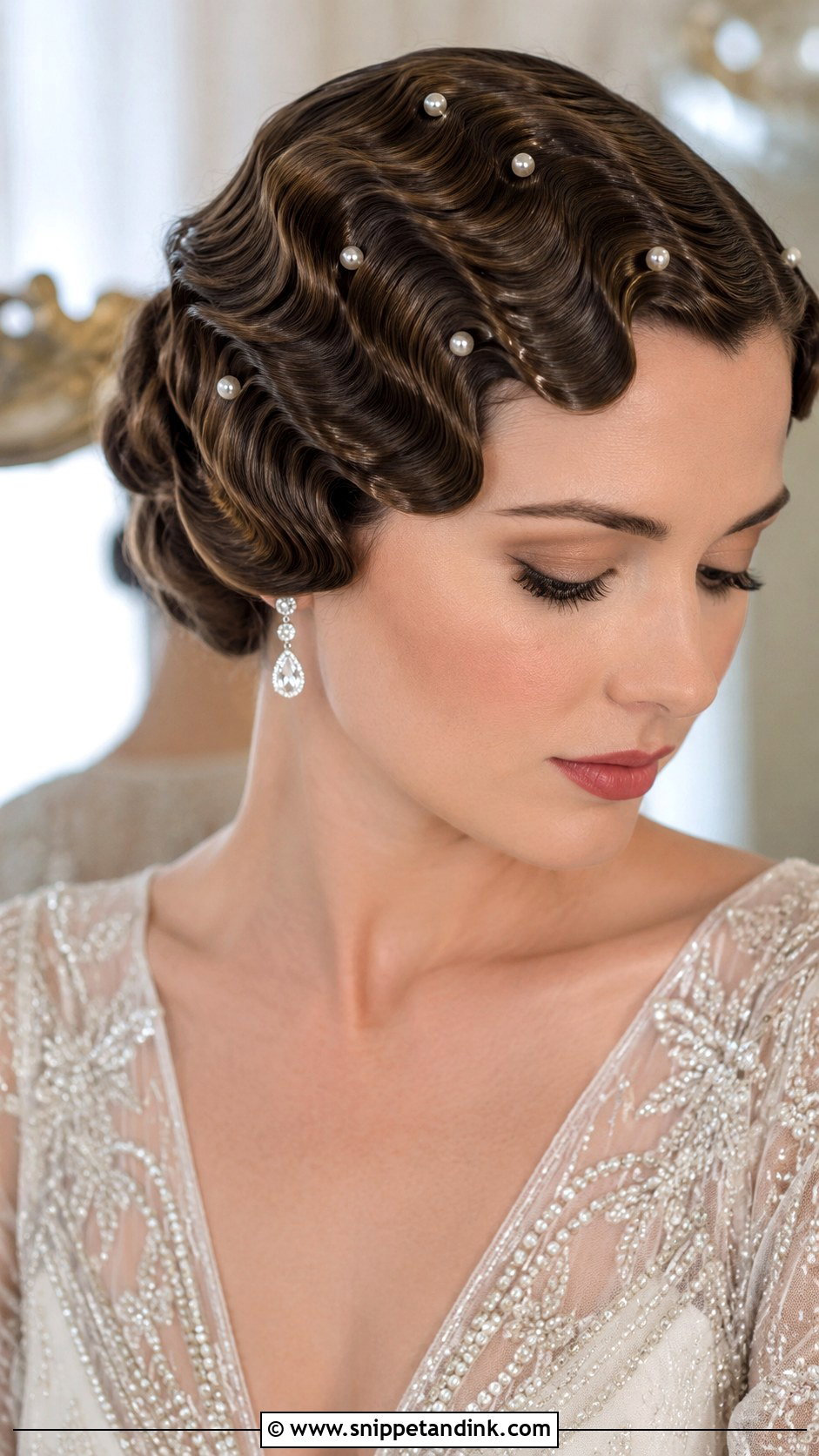 Pearl Vintage Finger Waves - Snippet and Ink - 25 Bridal Hair with Pearls Ideas
