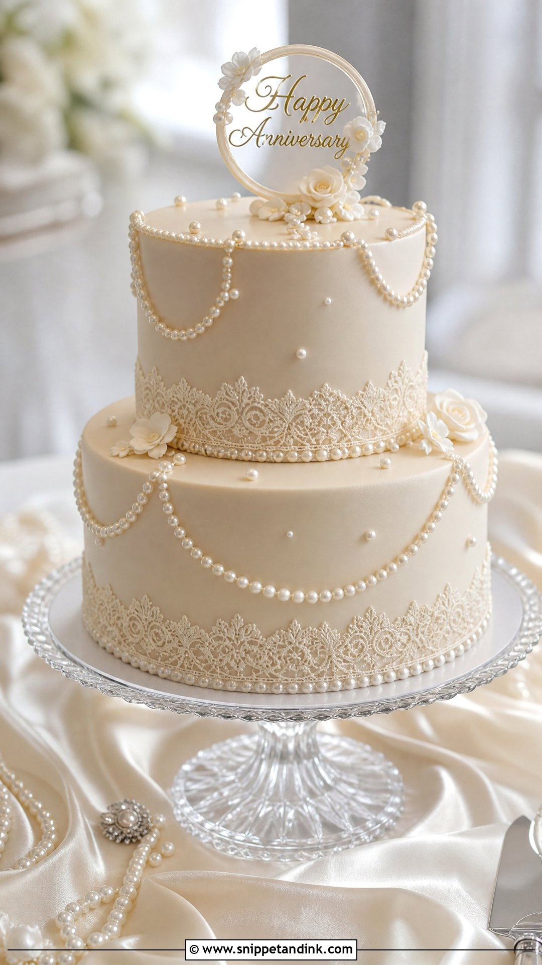 Pearl Wedding Anniversary Cake - Snippet and Ink - 20 Wedding Anniversary Cake Ideas