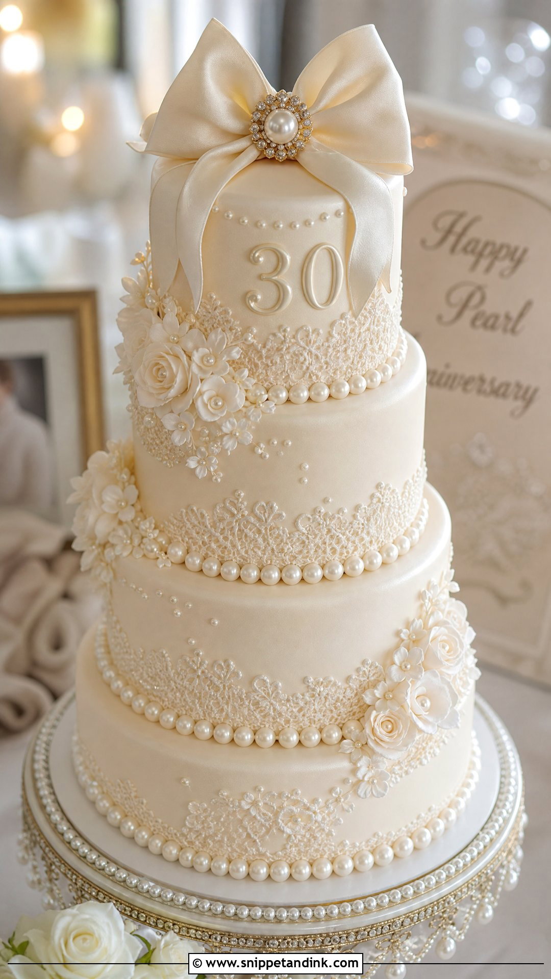 Pearl Wedding Anniversary Cake - Snippet and Ink - 30 Wedding Anniversary Cakes