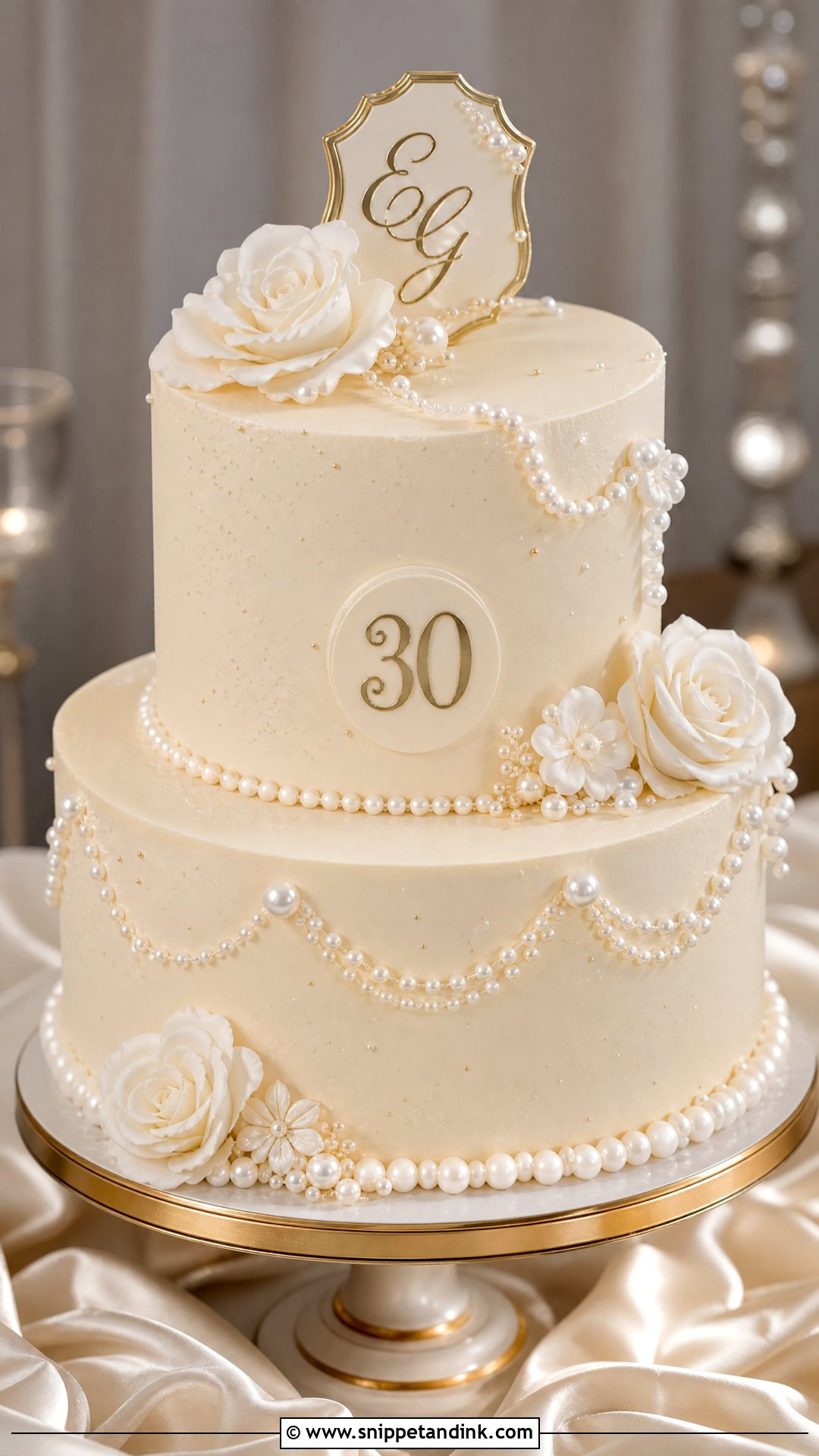 Pearl Wedding Anniversary Cake - Snippet and Ink - 35 Wedding Anniversary Cake Ideas