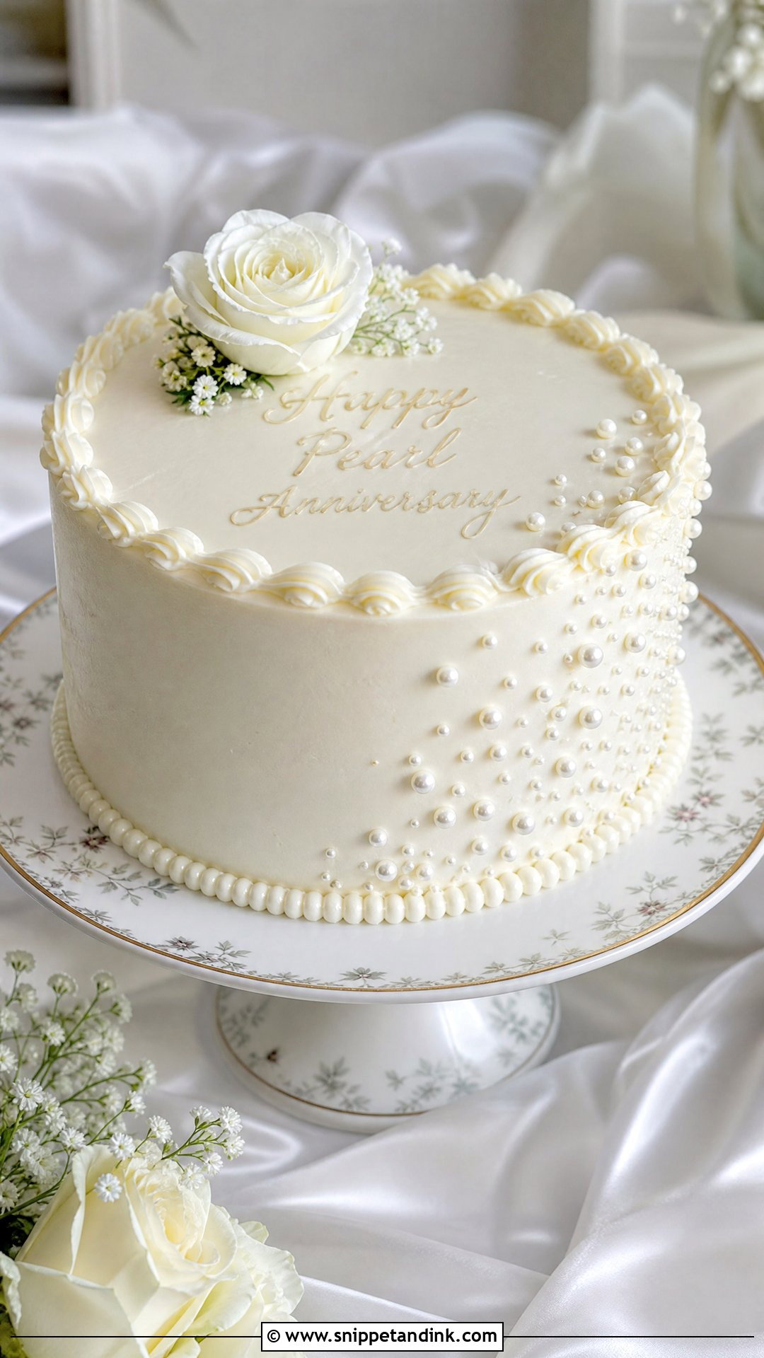 Pearl Wedding Anniversary Cake - Snippet and Ink - 20 Simple Wedding Anniversary Cake Design Ideas