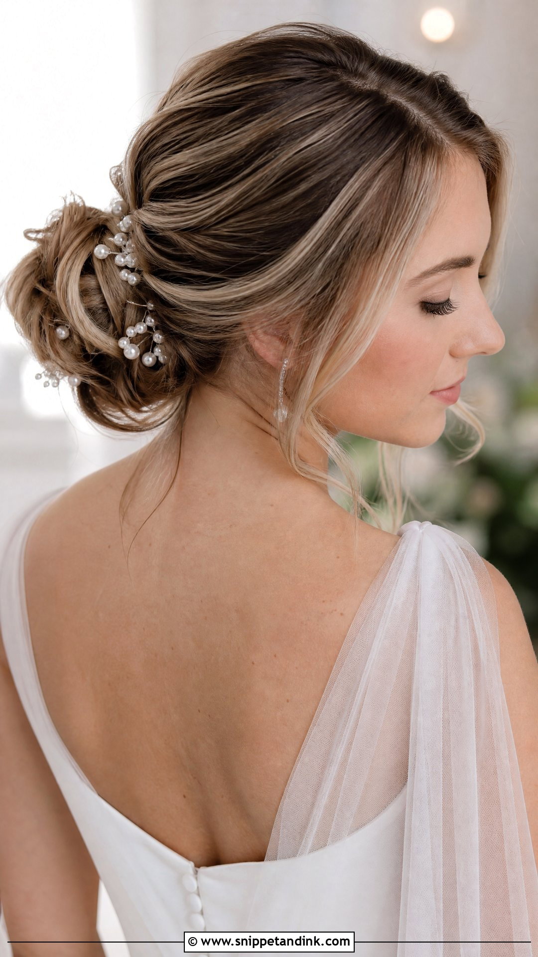Pearl Wedding Bun For Long Hair - Snippet and Ink - 20 Wedding Buns for Long Hair