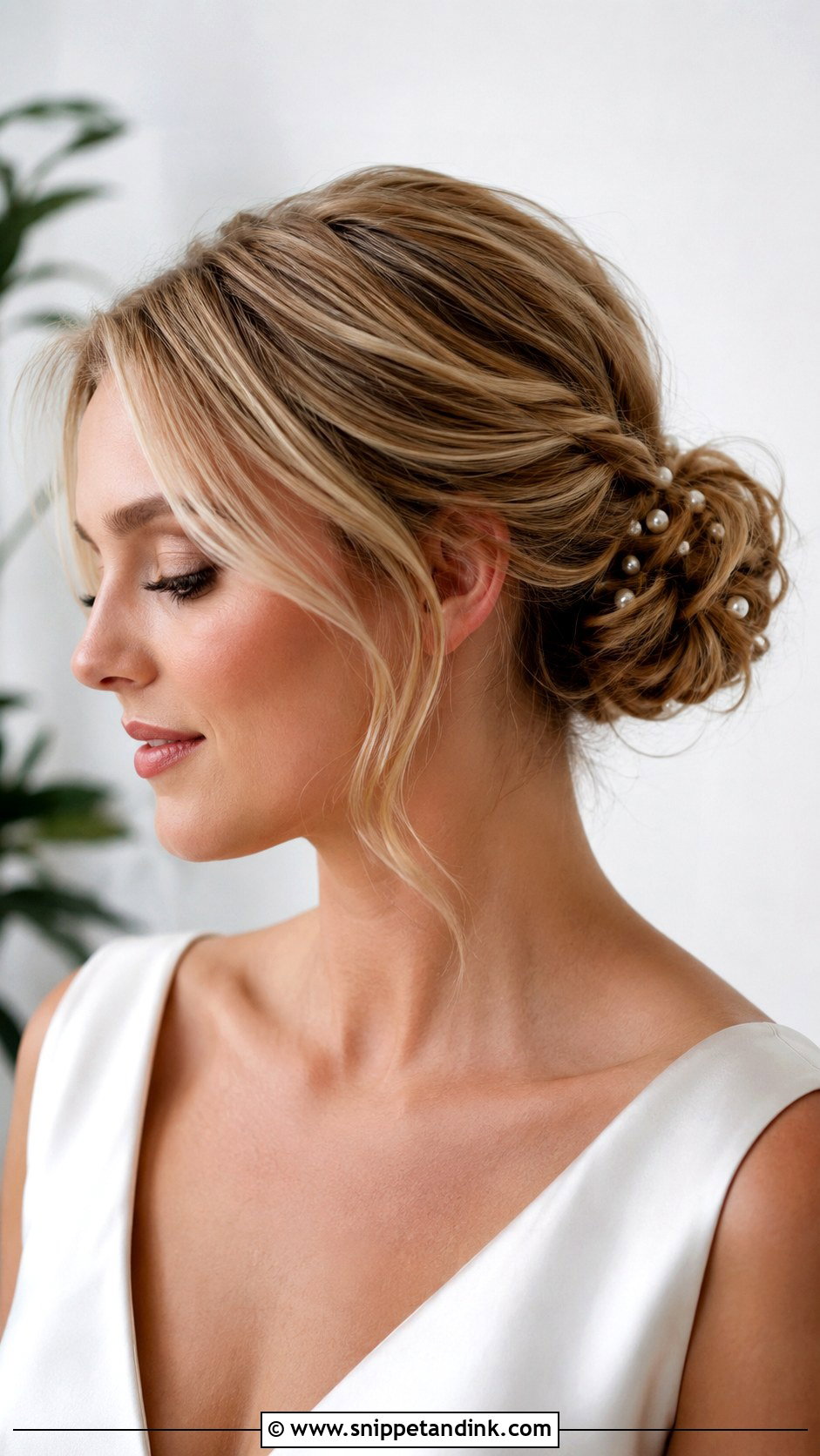 Pearl Wedding Bun For Short Hair - Snippet and Ink - 15 Wedding Buns for Short Hair