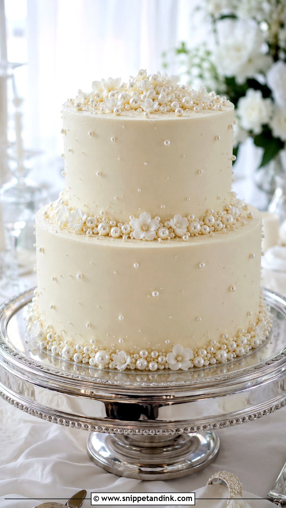 Pearl Wedding Cake - Snippet and Ink - 20 Easy Wedding Cake Decorating Ideas
