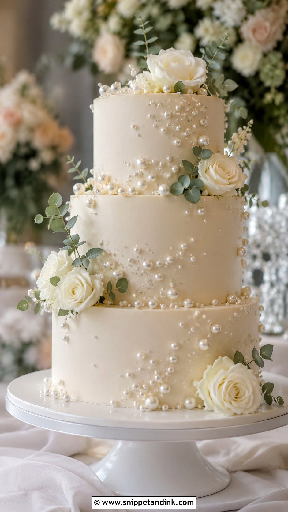 Pearl Wedding Cake - Snippet and Ink - 20 Enchanted Theme Cake Ideas for Wedding