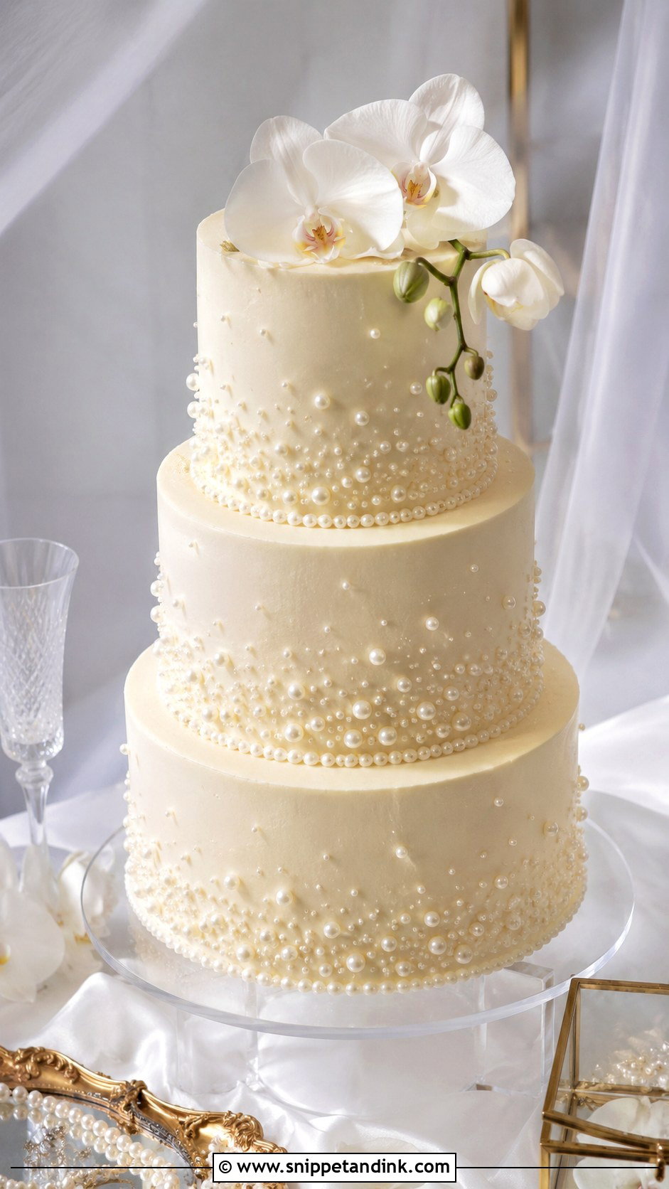 Pearl Wedding Cake - Snippet and Ink - 20 Cake Photoshoot Aesthetic Ideas for Wedding