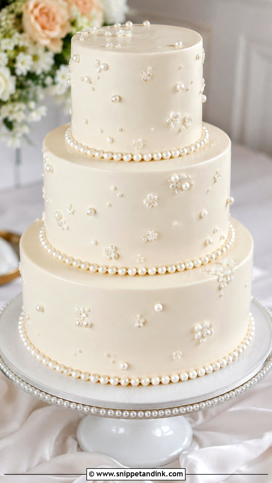 Pearl Wedding Cake - Snippet and Ink - 20 Feminine Cake Ideas for Wedding