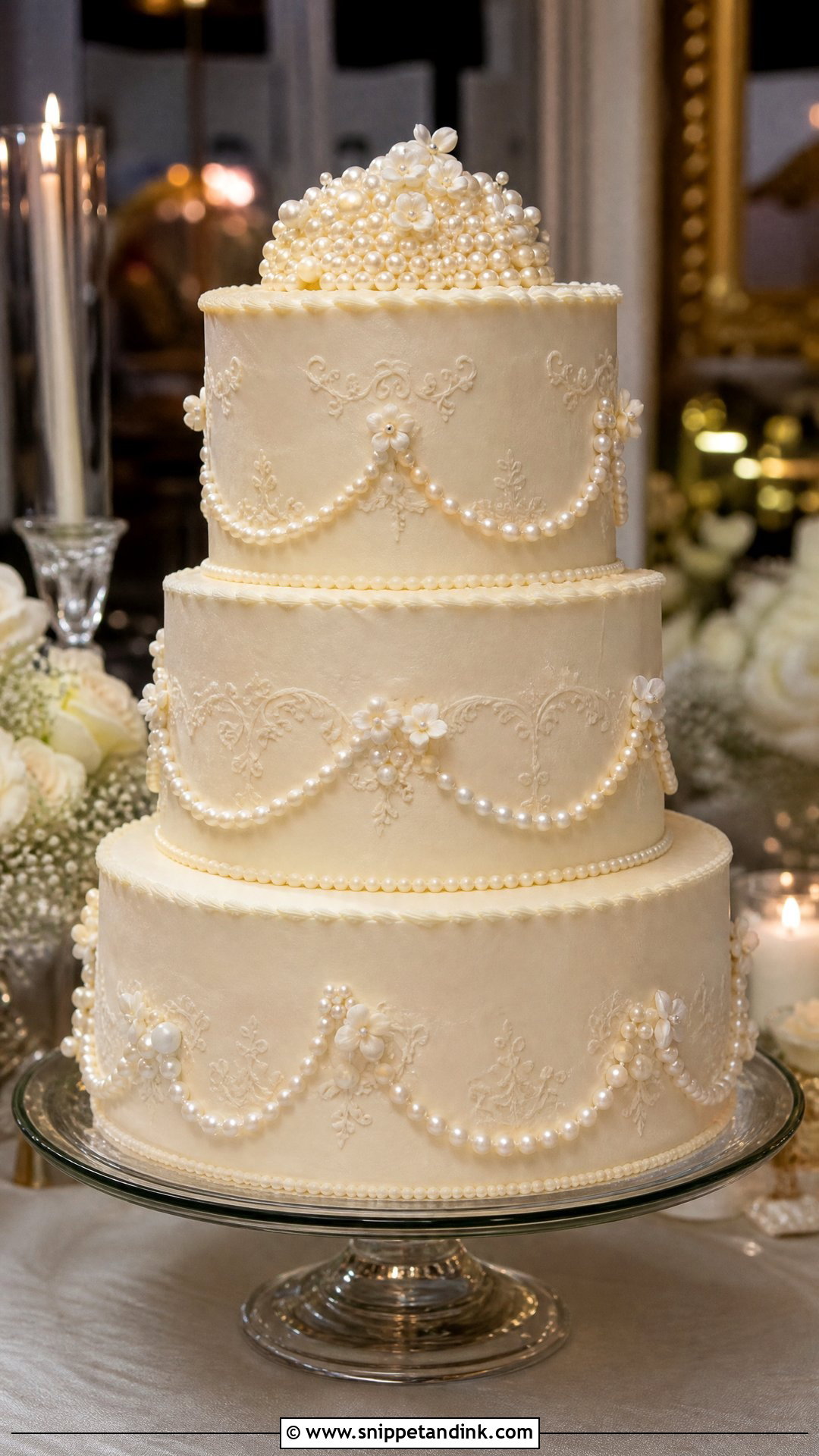 Pearl Wedding Cake - Snippet and Ink - 20 Let Them Eat Cake Aesthetic Ideas for Wedding