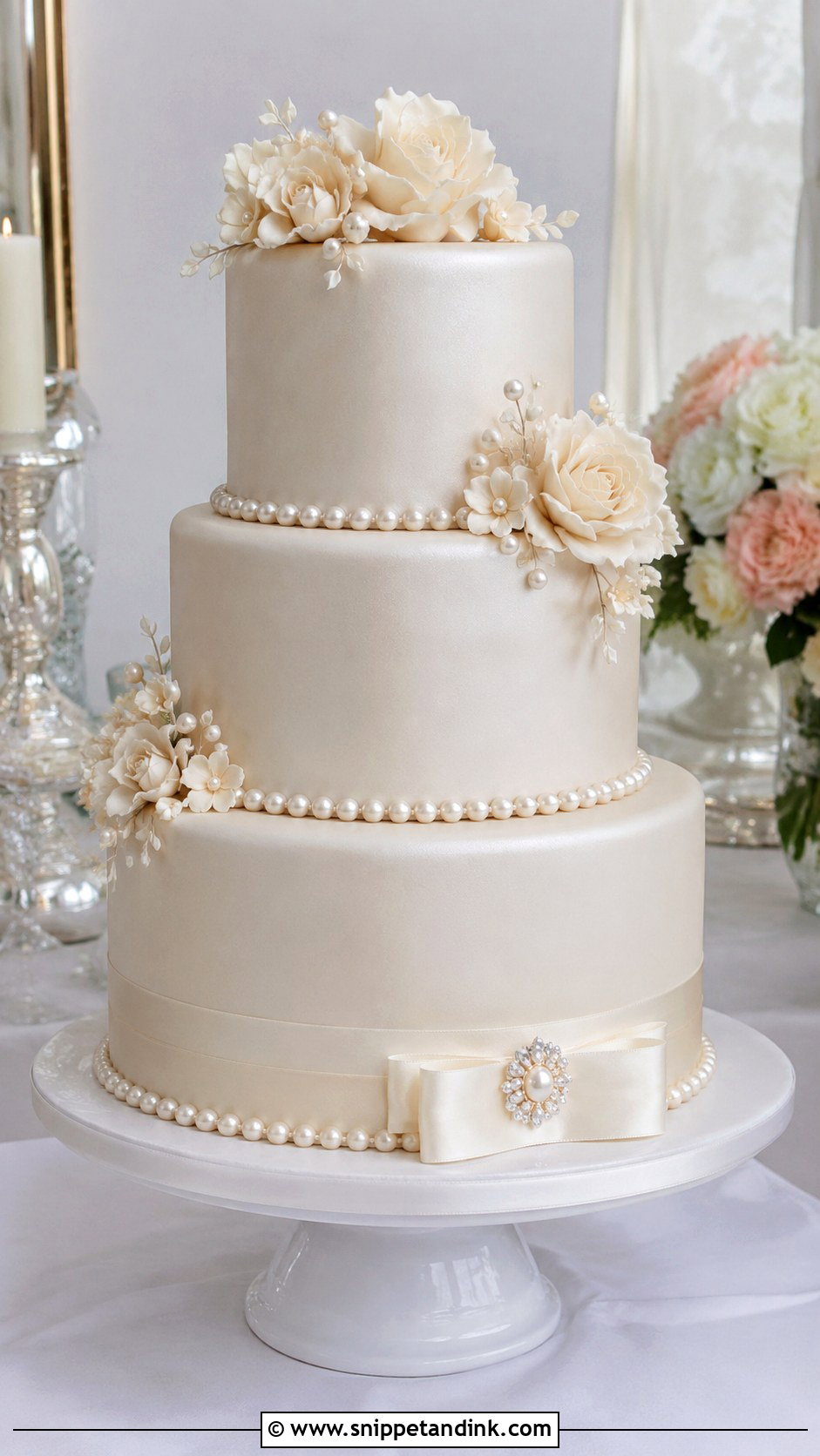 Pearl Wedding Cake - Snippet and Ink - 20 Love Wedding Cake Ideas