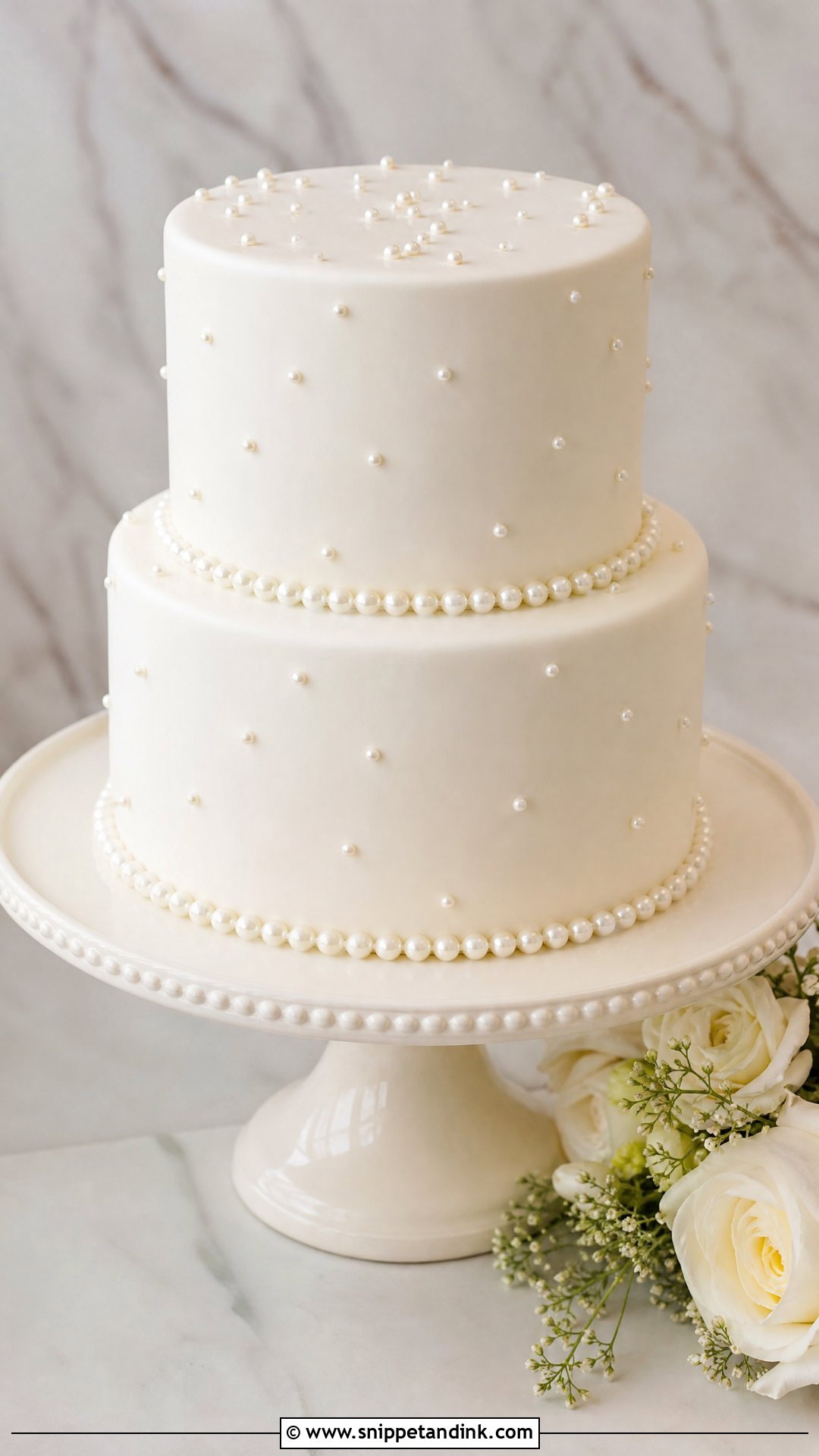 Pearl Wedding Cake - Snippet and Ink - 20 Minimal Wedding Cake Ideas