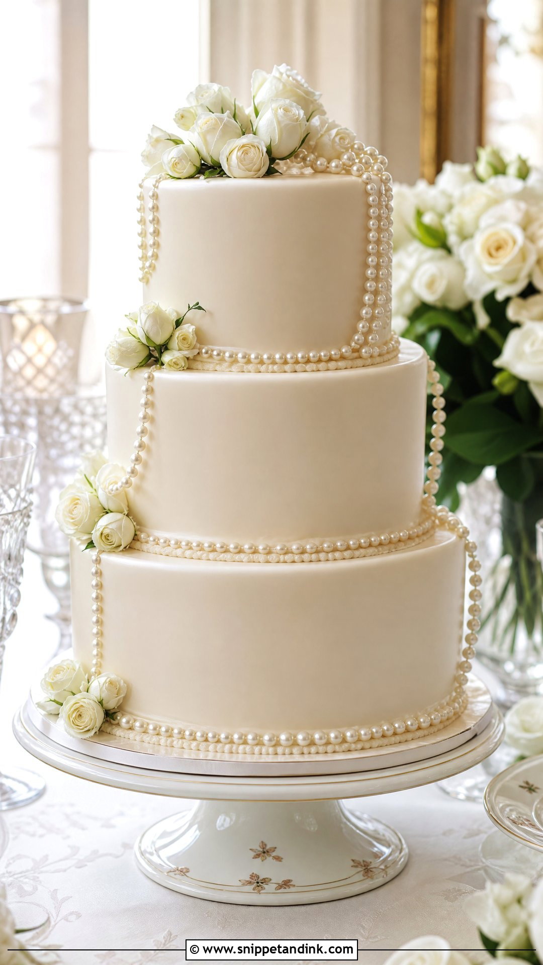 Pearl Wedding Cake - Snippet and Ink - 20 Old Money Cake Ideas for Wedding