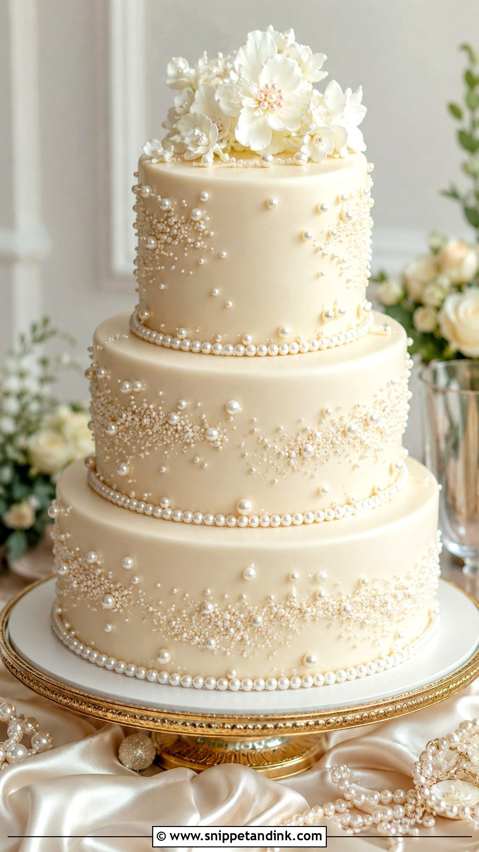 Pearl Wedding Cake - Snippet and Ink - 20 Popular Cake Designs for Wedding