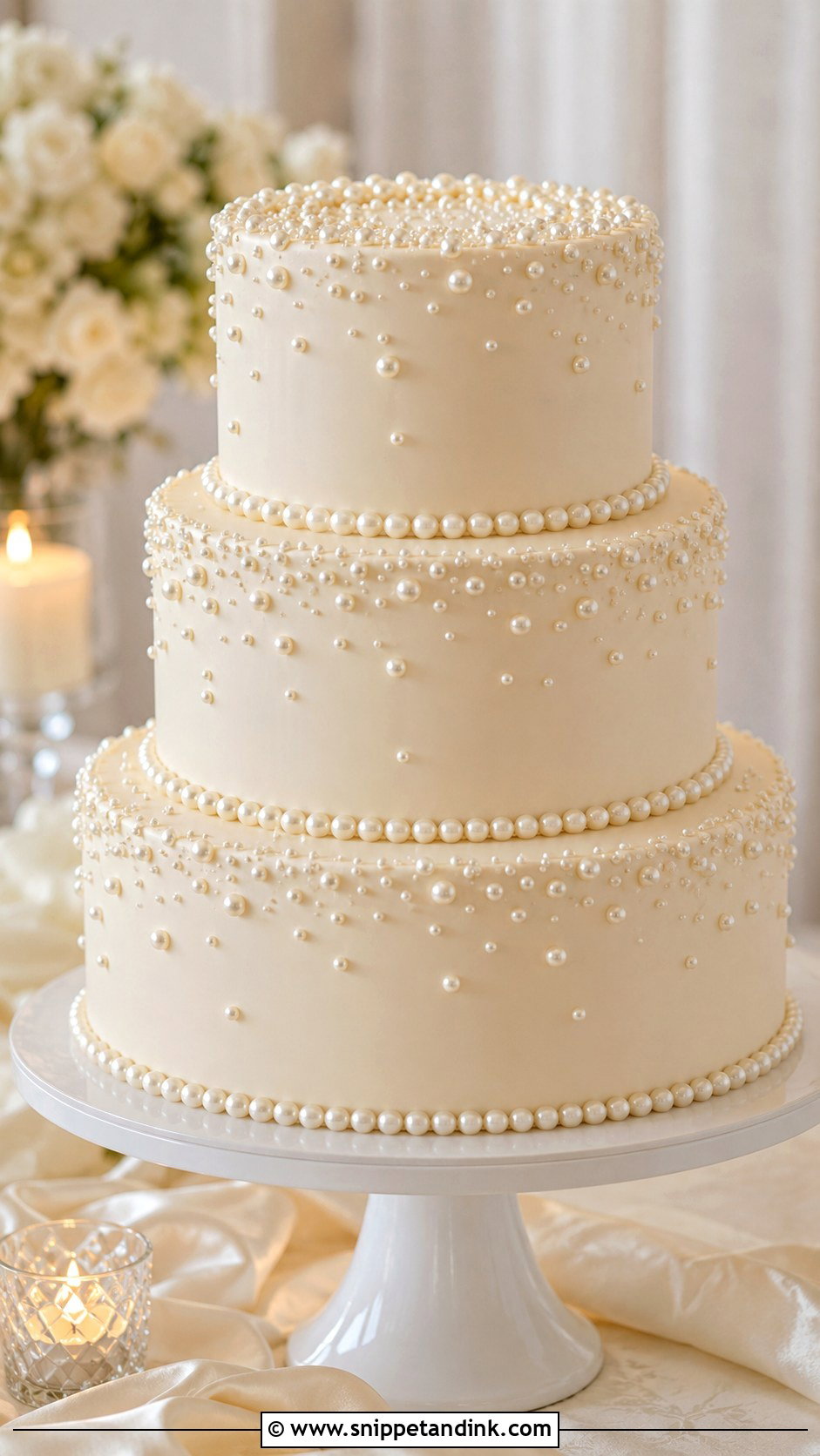 Pearl Wedding Cake - Snippet and Ink - 20 Simple Wedding Cake Decor Ideas