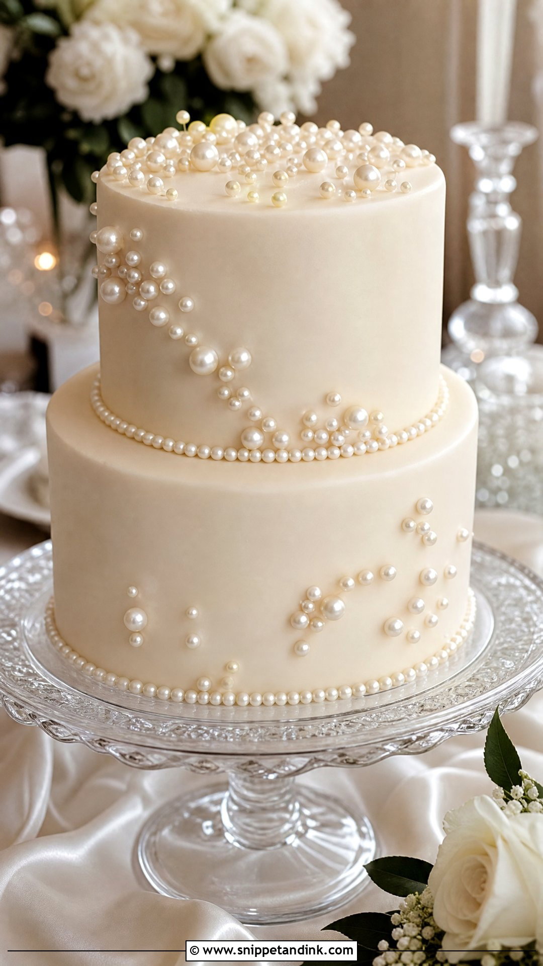 Pearl Wedding Cake - Snippet and Ink - 20 Timeless Wedding Cake Ideas