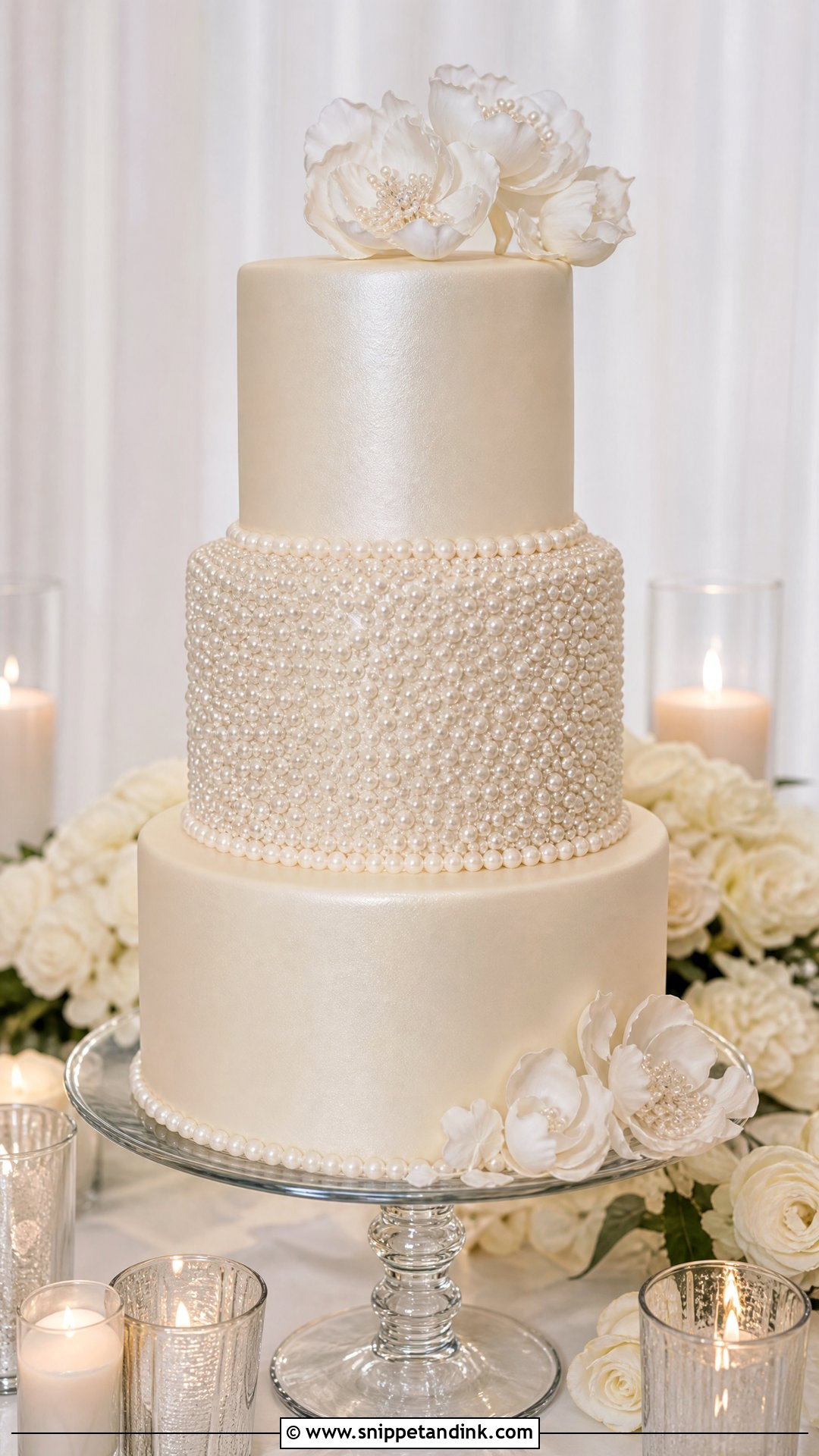 Pearl Wedding Cake - Snippet and Ink - 20 Wedding Cake Aesthetic