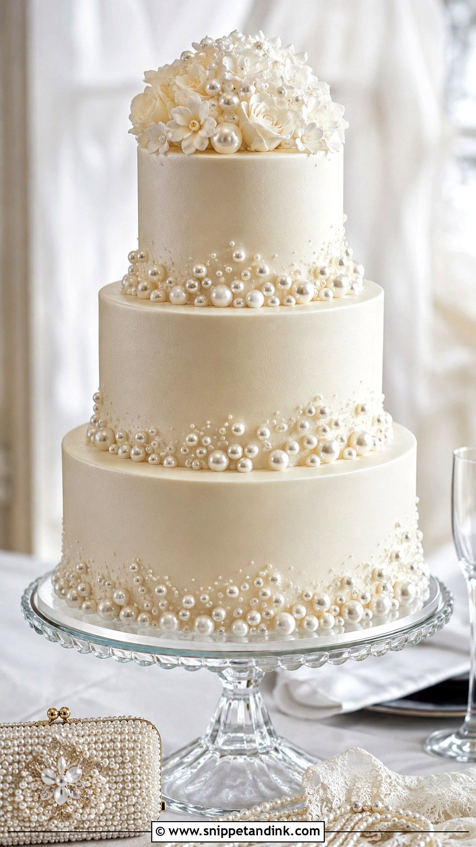 Pearl Wedding Cake - Snippet and Ink - 20 Wedding Cake Designs