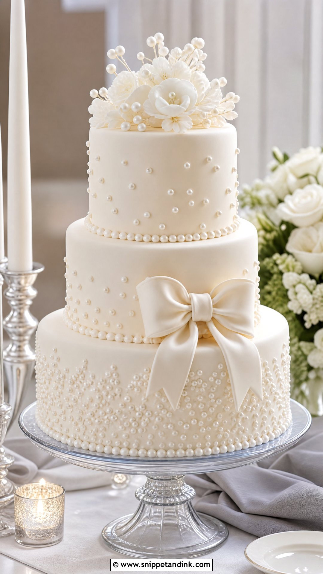 Pearl Wedding Cake - Snippet and Ink - 20 Winter Wedding Cake Ideas