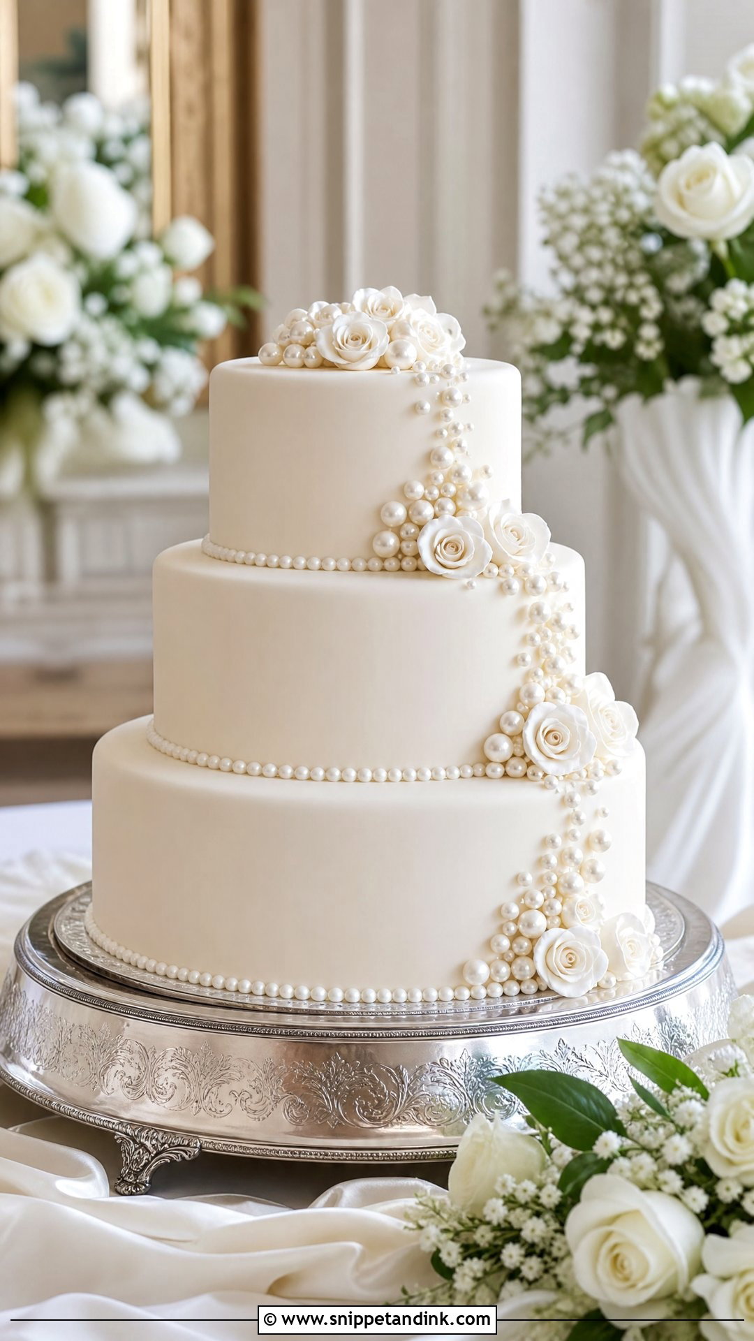 Pearl Wedding Cake - Snippet and Ink - 25 Lady Cake Ideas for Wedding
