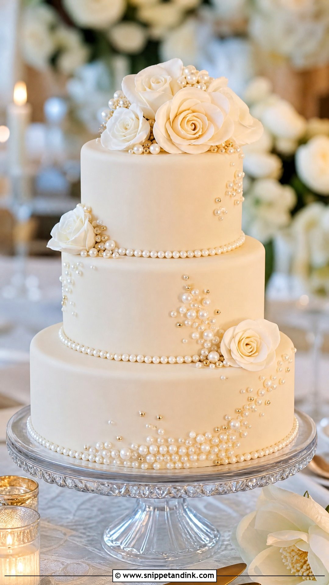 Pearl Wedding Cake - Snippet and Ink - 25 Love Theme Cake Ideas for Wedding