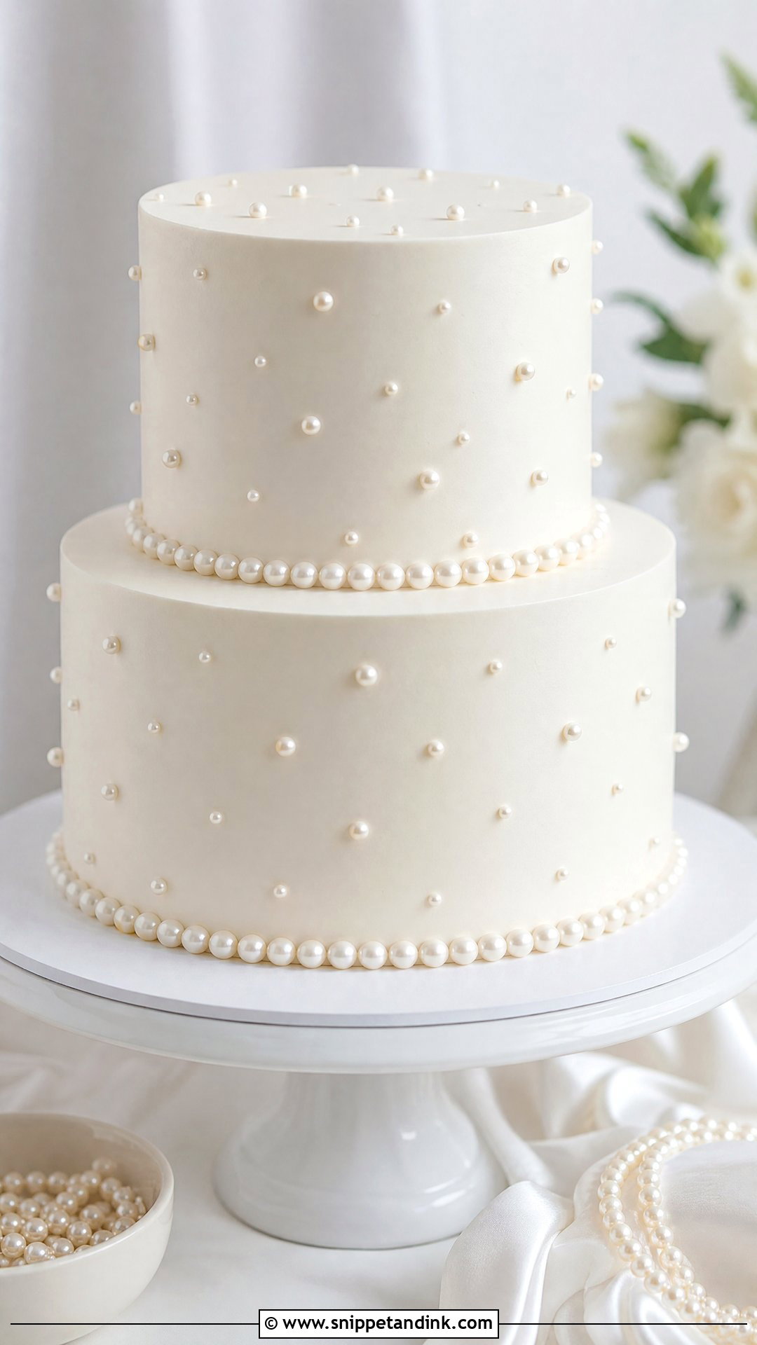 Pearl Wedding Cake - Snippet and Ink - 25 Minimalist Wedding Cake Ideas