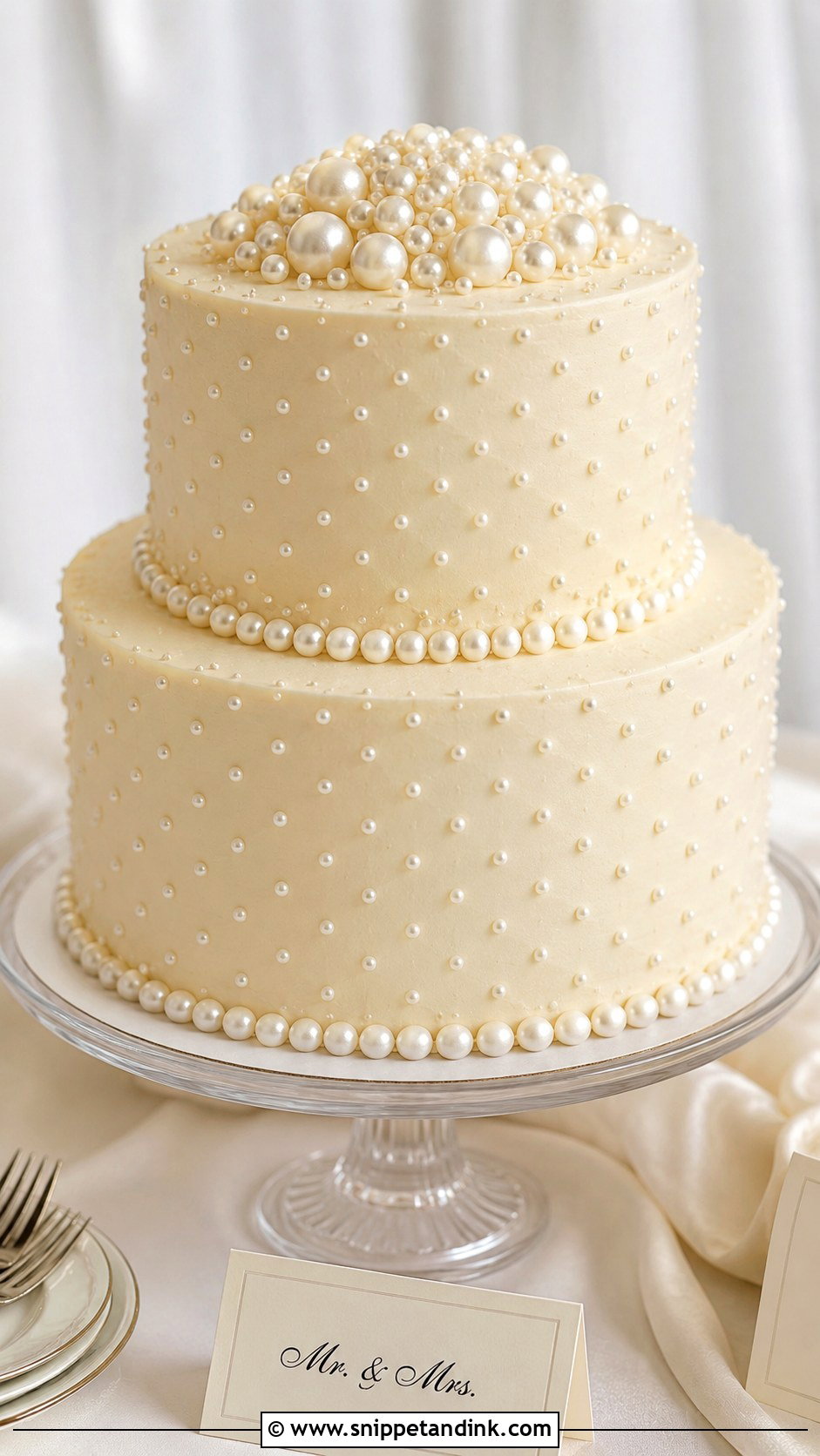 Pearl Wedding Cake - Snippet and Ink - 25 Wedding Cakes No Flowers